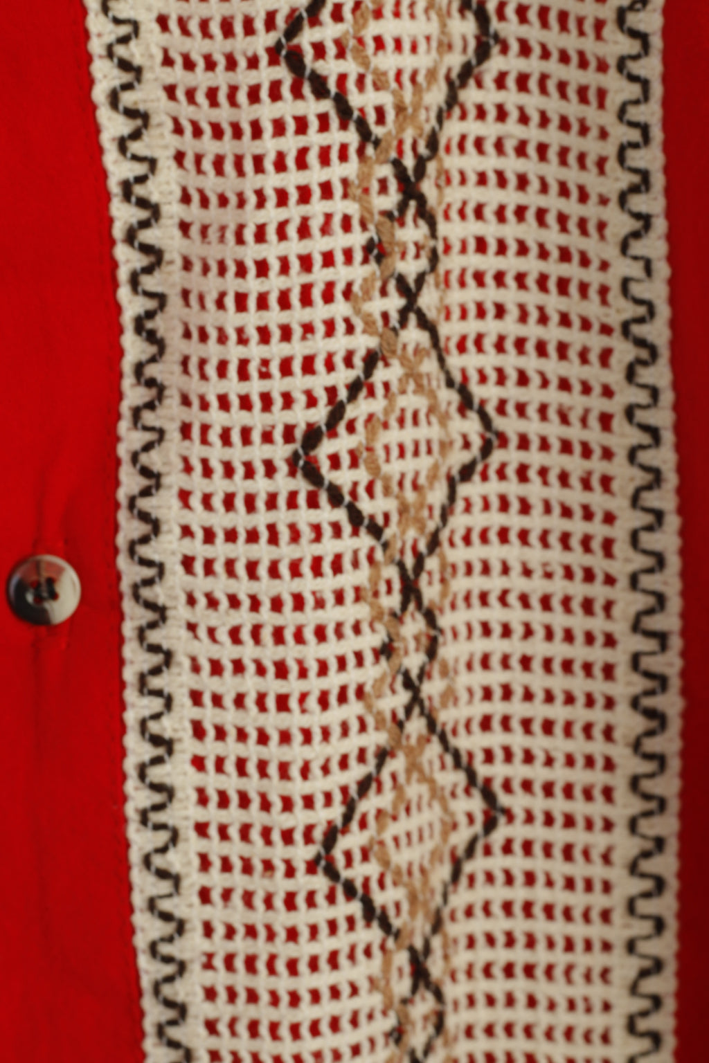 EX Men L Casual Shirt Red Cotton  Embroidered Oversize Vintage Retro Top