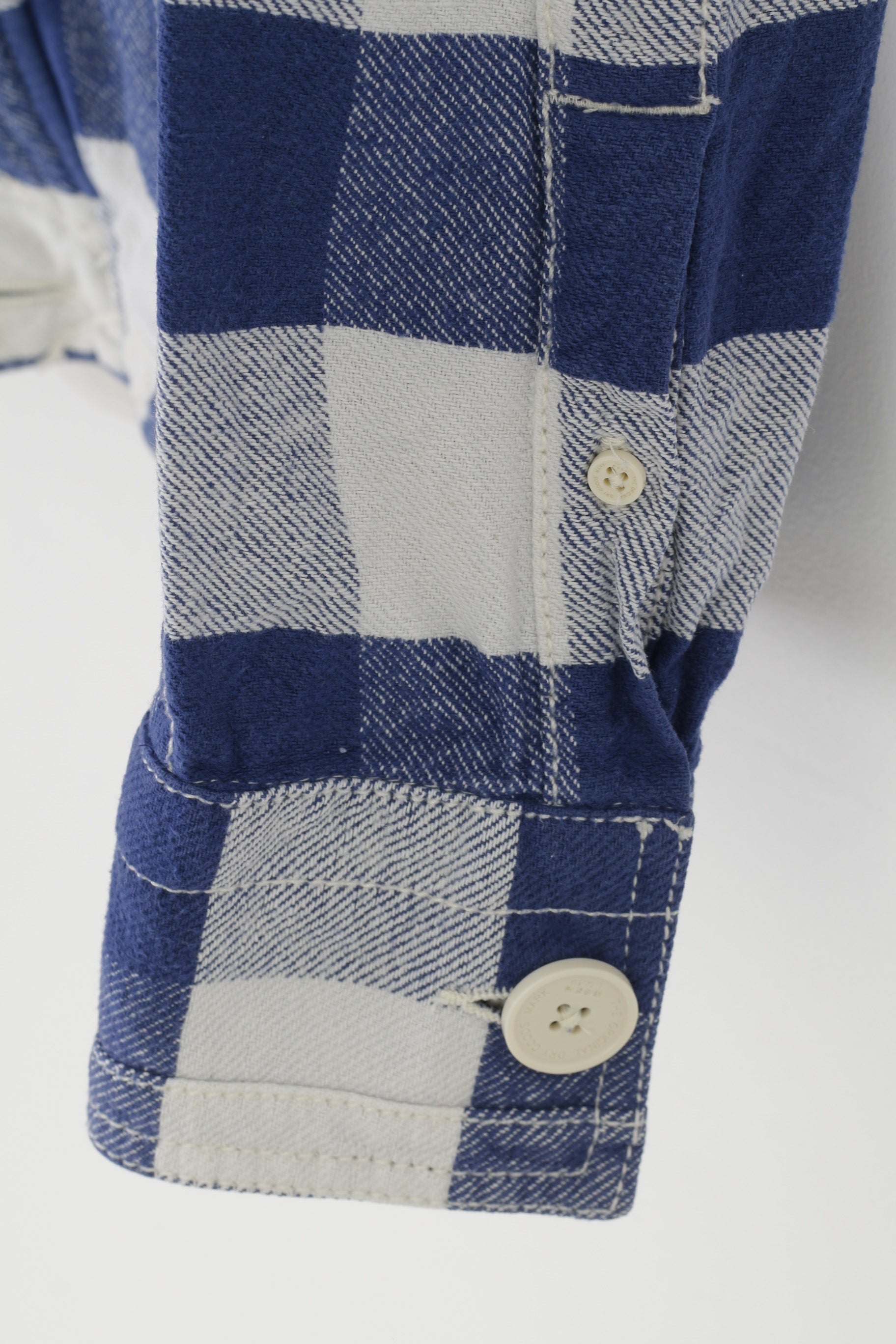 Superdry Hommes Veste À Carreaux Bleu Blanc Coton Full Zipper Bottoms Western Shirt Company Mustang