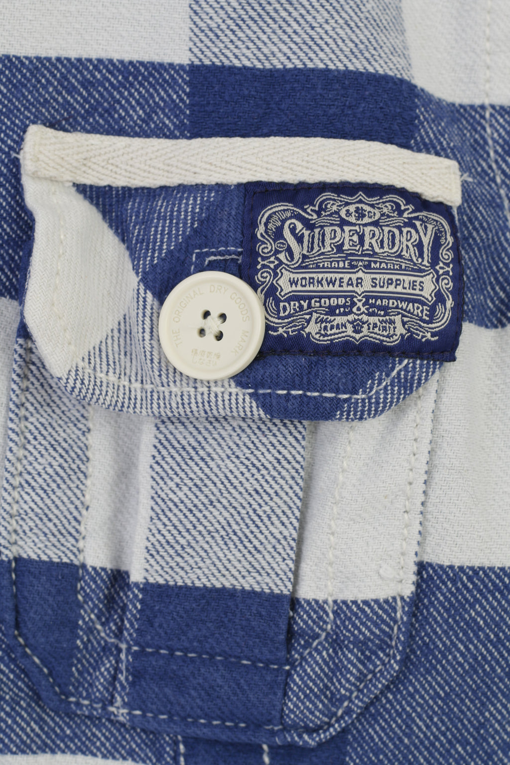 Superdry Hommes Veste À Carreaux Bleu Blanc Coton Full Zipper Bottoms Western Shirt Company Mustang