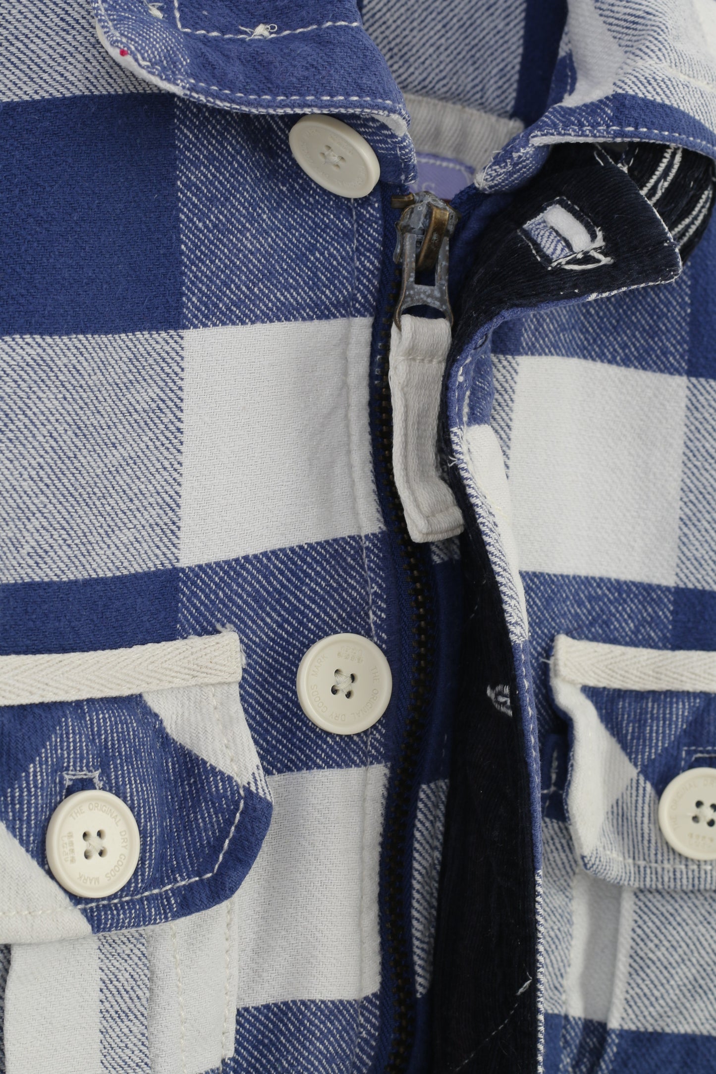 Superdry Men S Jacket Checkered Blue White Cotton Full Zipper Bottoms Western Shirt Company Mustang