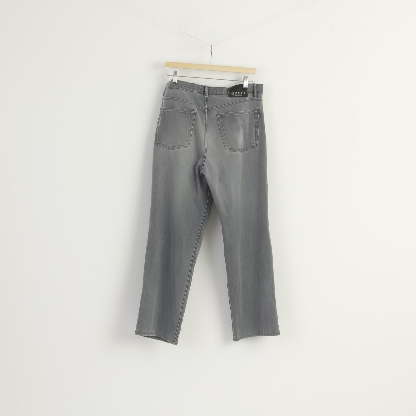 Gucci Jeans Men 36 Trousers Gray Cotton Stretch Soft Straight Classic Pants
