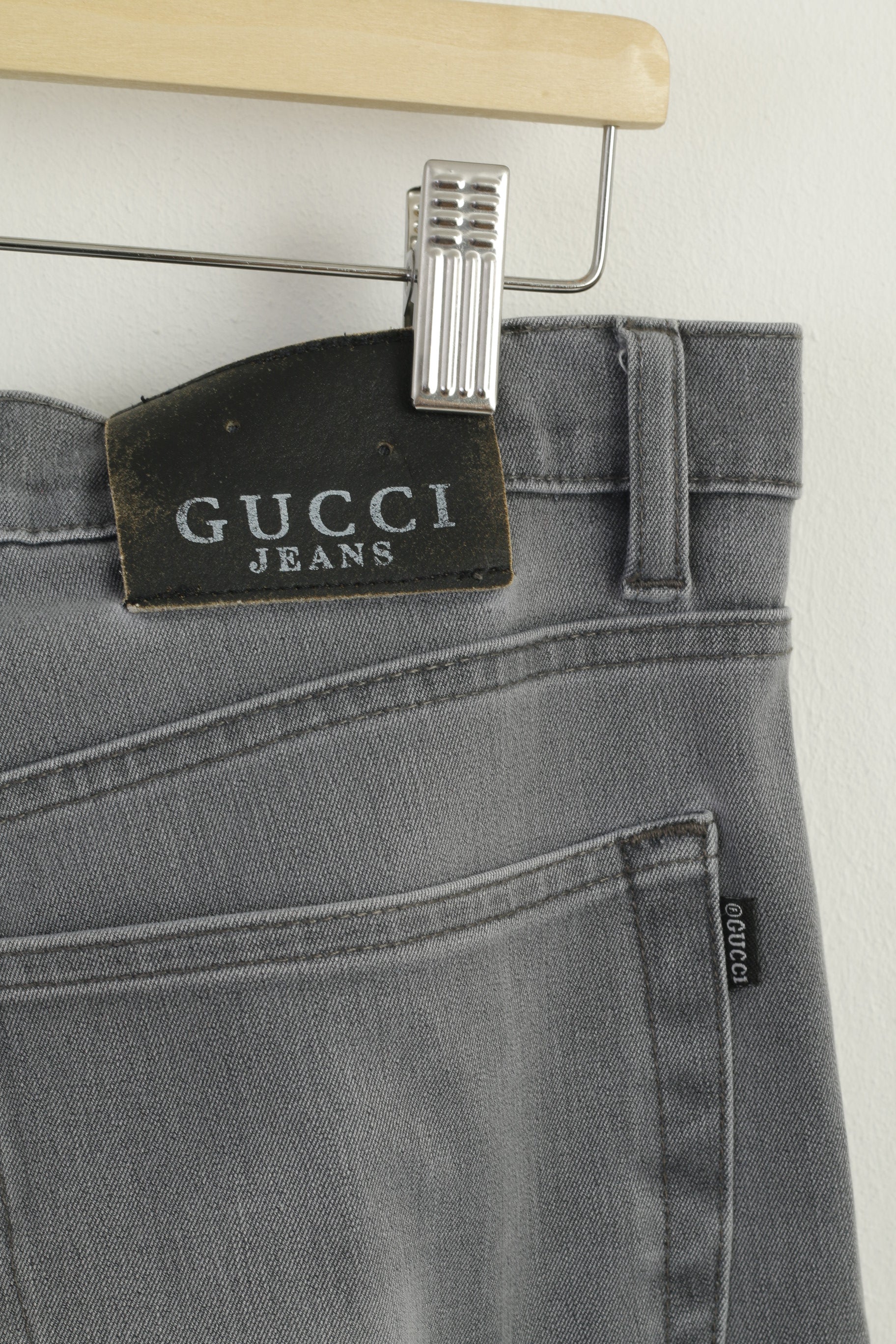 Gucci Jeans Men 36 Trousers Gray Cotton Stretch Soft Straight Classic Pants