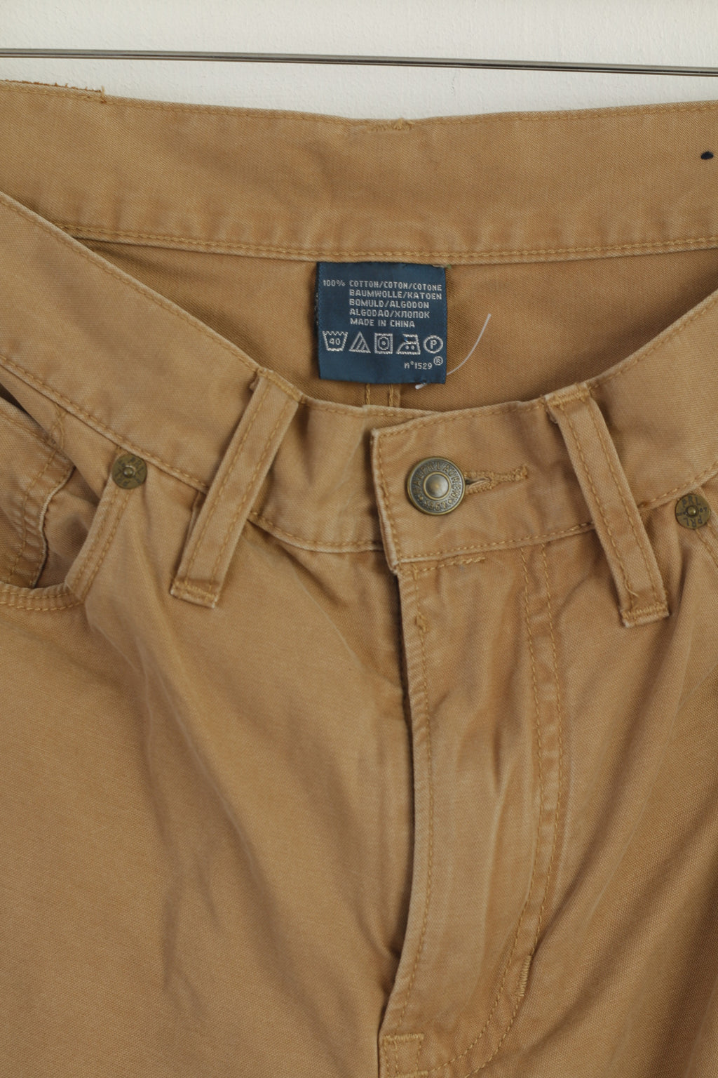 Polo Ralph Lauren Men 30 Trousers Brown Cotton Plain Vintage Straight Leg Pants