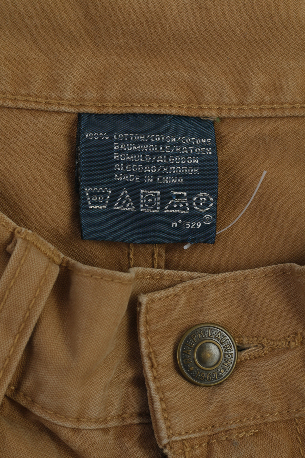 Polo Ralph Lauren Men 30 Trousers Brown Cotton Plain Vintage Straight Leg Pants