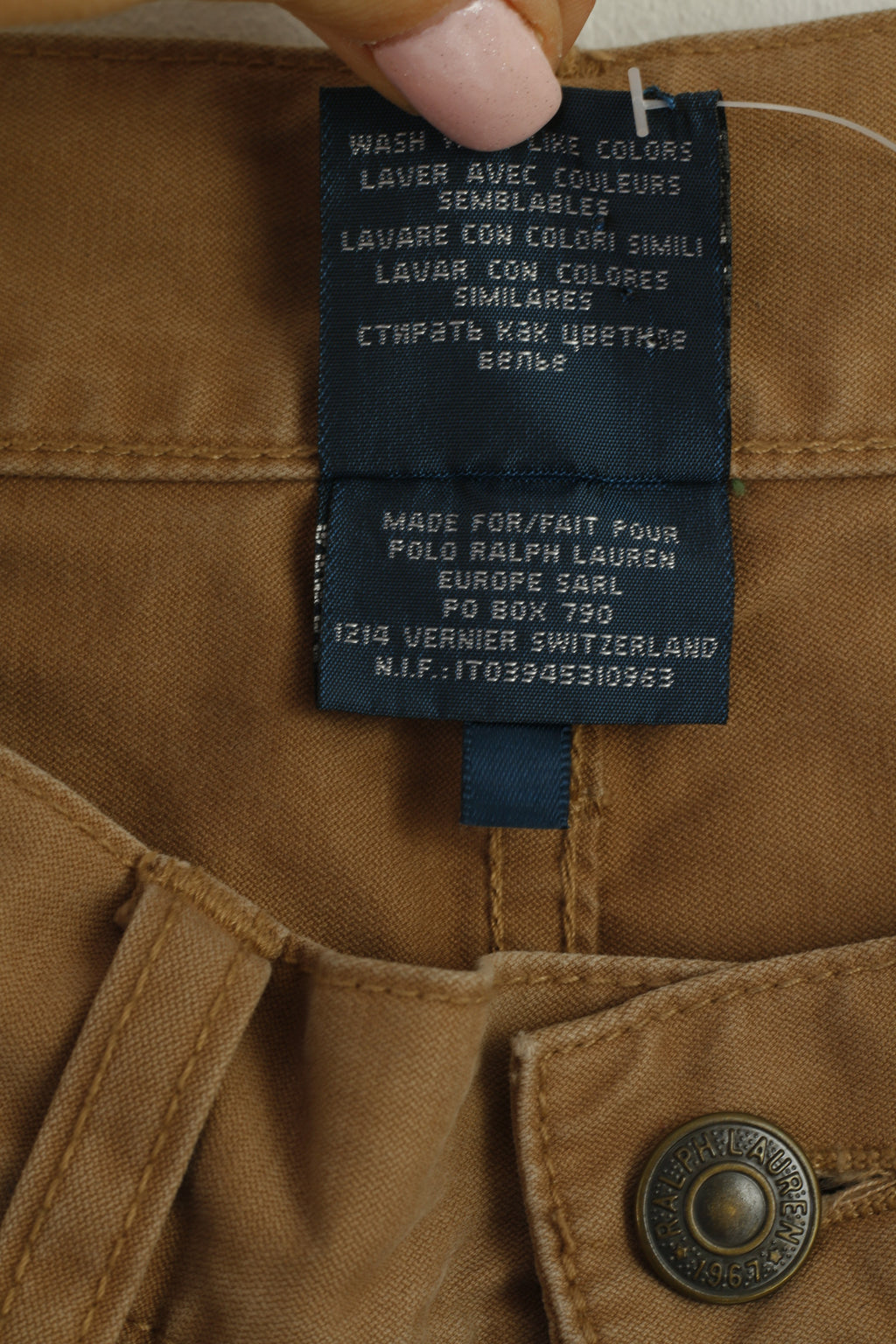 Polo Ralph Lauren Men 30 Trousers Brown Cotton Plain Vintage Straight Leg Pants