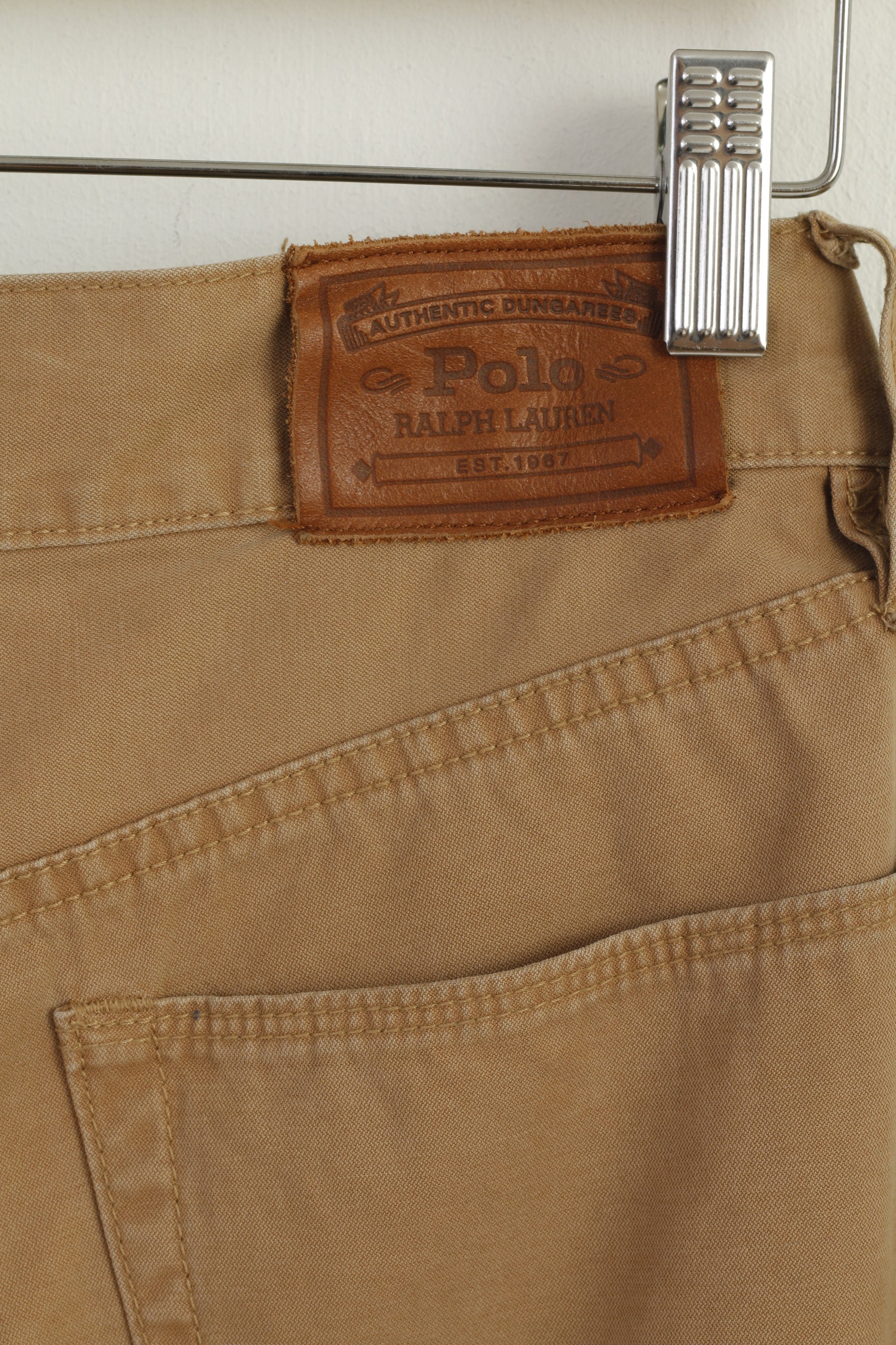 Polo Ralph Lauren Men 30 Trousers Brown Cotton Plain Vintage Straight Leg Pants