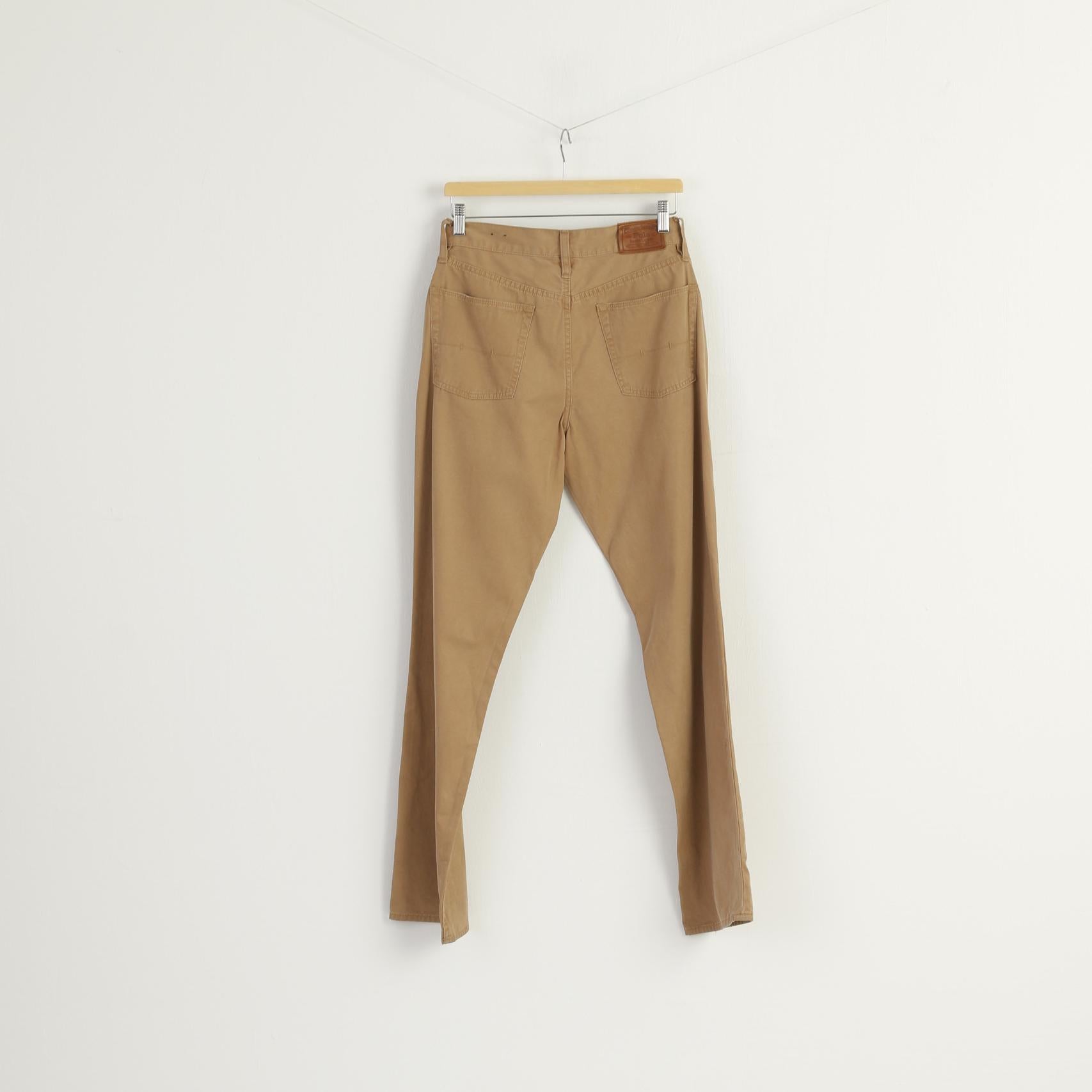 Polo Ralph Lauren Men 30 Trousers Brown Cotton Plain Vintage Straight Leg Pants