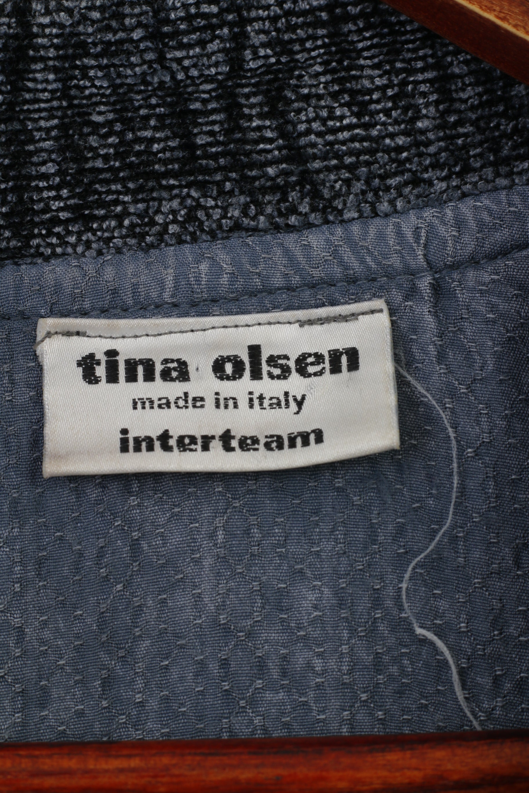 Tina Olsen Woman M Jacket Navy Viscosa Buttons Collar Flowers Shoulder Pads Made in Italy Top