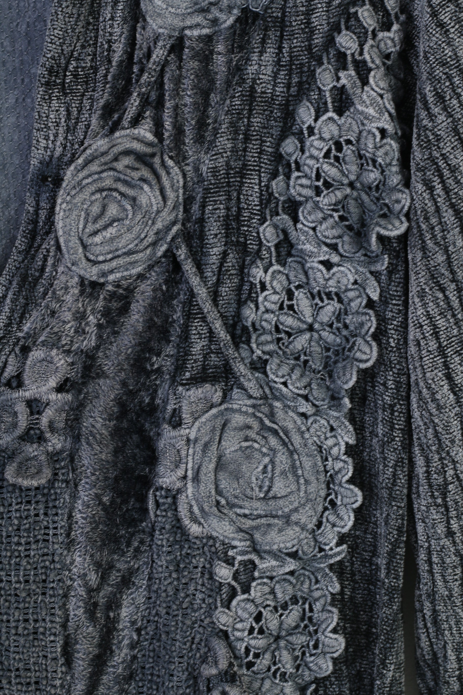 Tina Olsen Woman M Jacket Navy Viscosa Buttons Collar Flowers Shoulder Pads Made in Italy Top