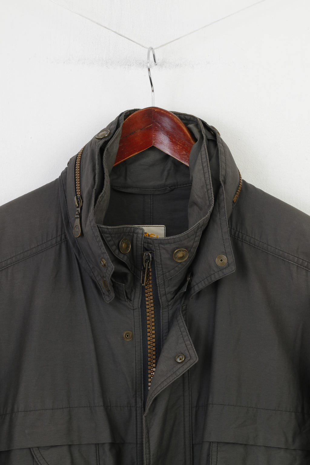 Camel Men 50 XL Jacket Khaki Cotton Vintage Outdoor  Double Zipper Retractable Hood Tradition Top