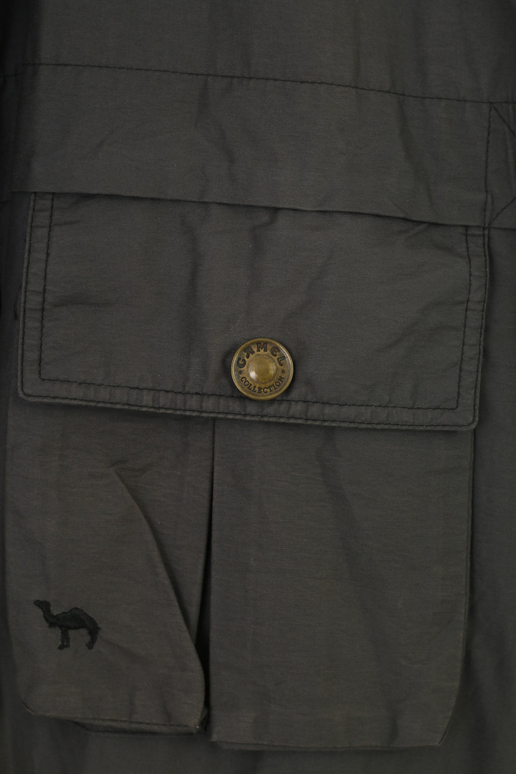 Camel Men 50 XL Jacket Khaki Cotton Vintage Outdoor  Double Zipper Retractable Hood Tradition Top