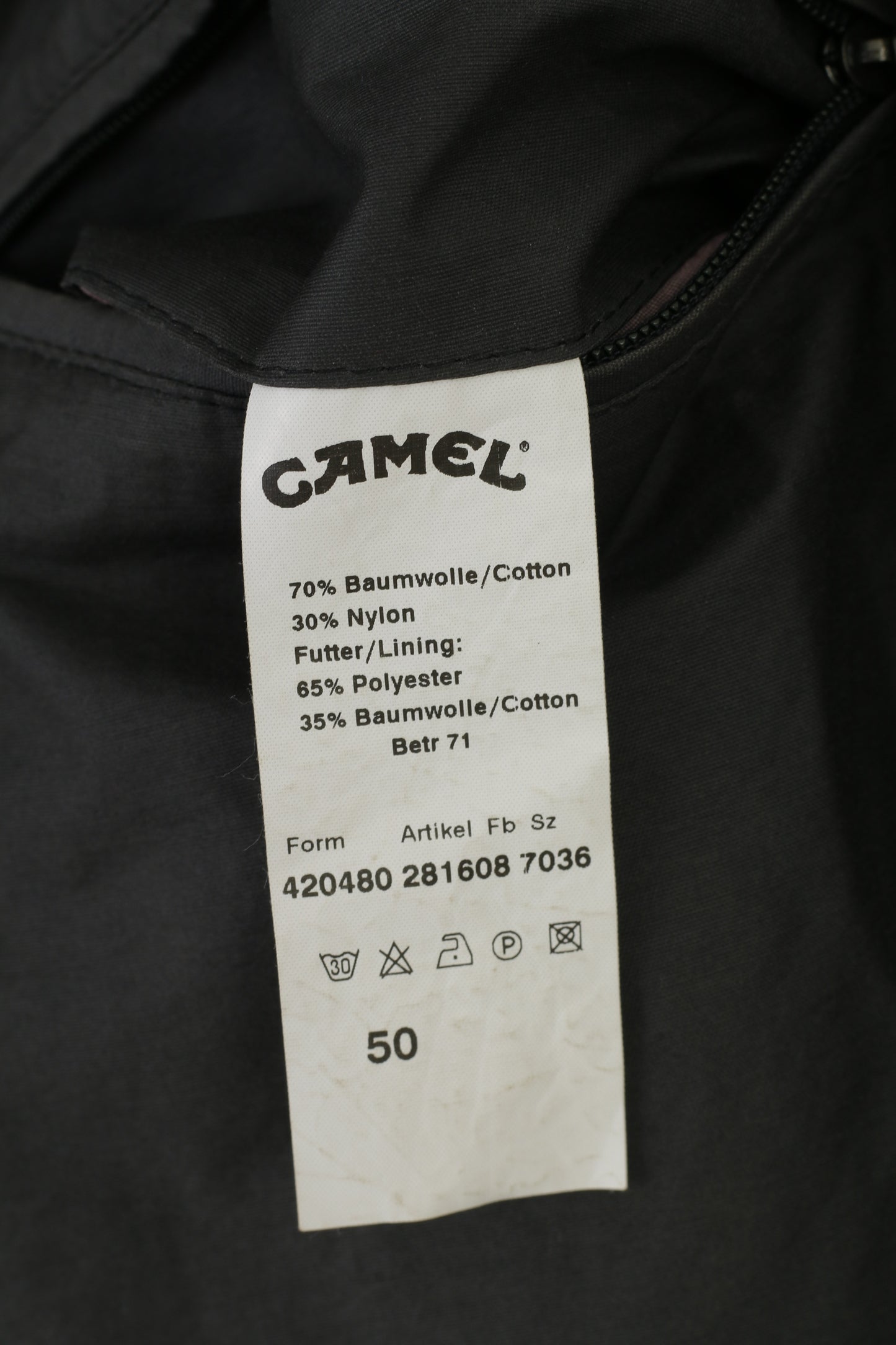 Camel Hommes 50 XL Veste Kaki Coton Vintage Extérieur Double Fermeture Éclair Rétractable Capuche Tradition Top