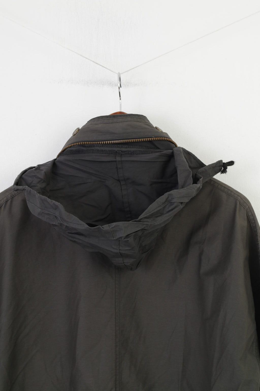 Camel Men 50 XL Jacket Khaki Cotton Vintage Outdoor  Double Zipper Retractable Hood Tradition Top