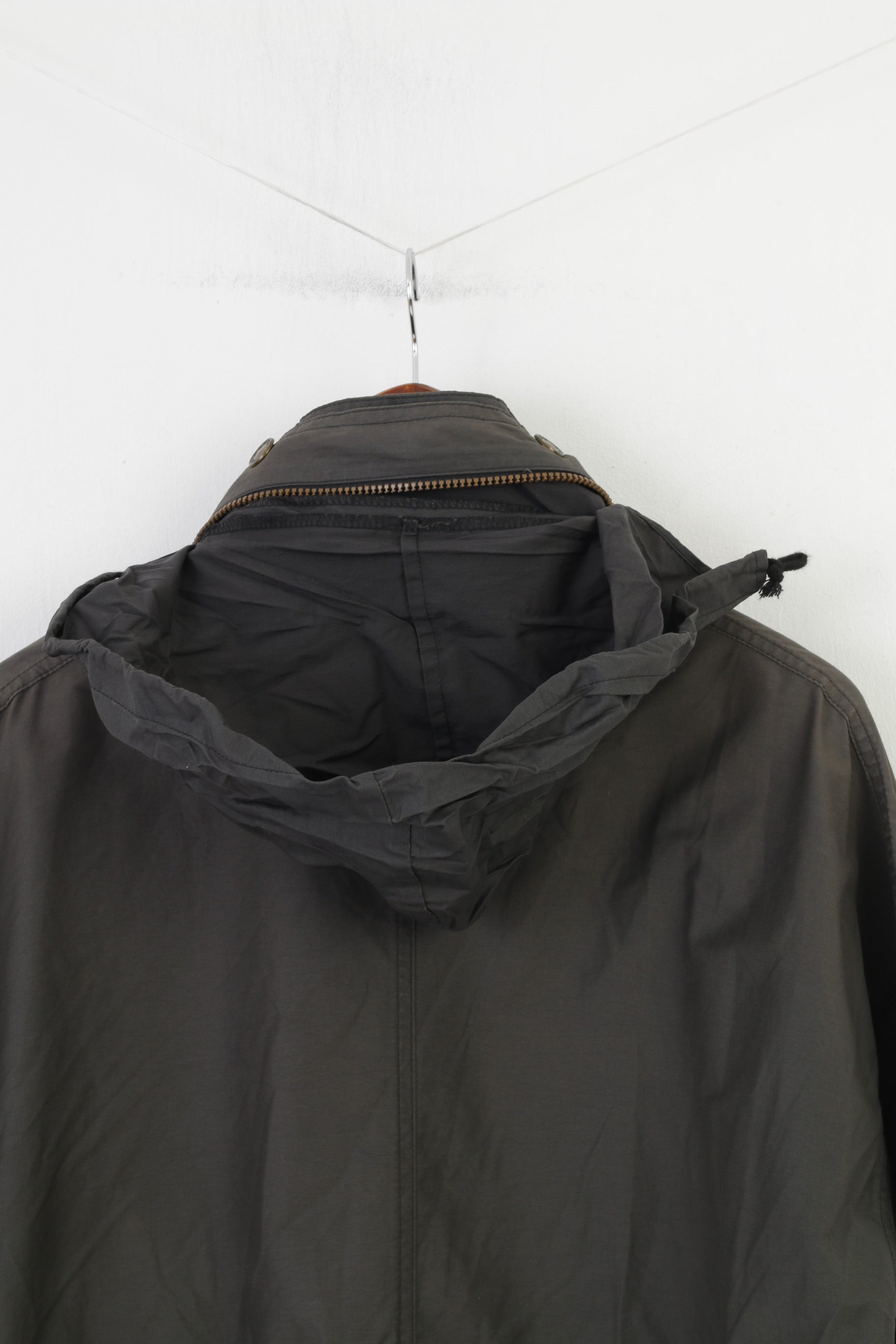 Camel Men 50 XL Jacket Khaki Cotton Vintage Outdoor  Double Zipper Retractable Hood Tradition Top