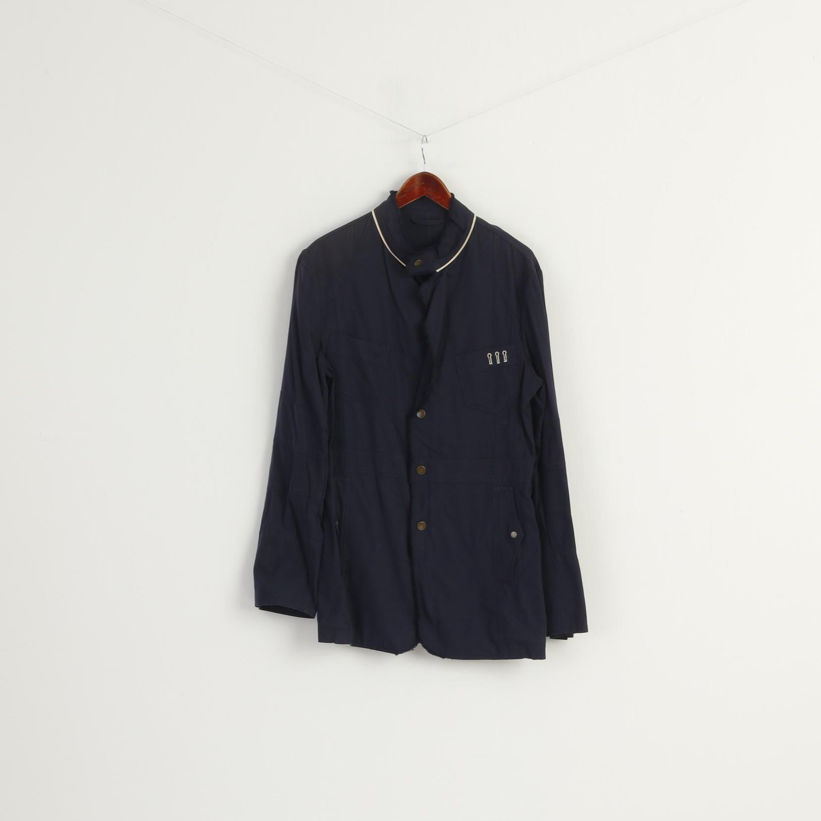 Pierre Cardin Paris Men 50 40 Blazer Navy Cotton Marine Snaps Casual Light Jacket