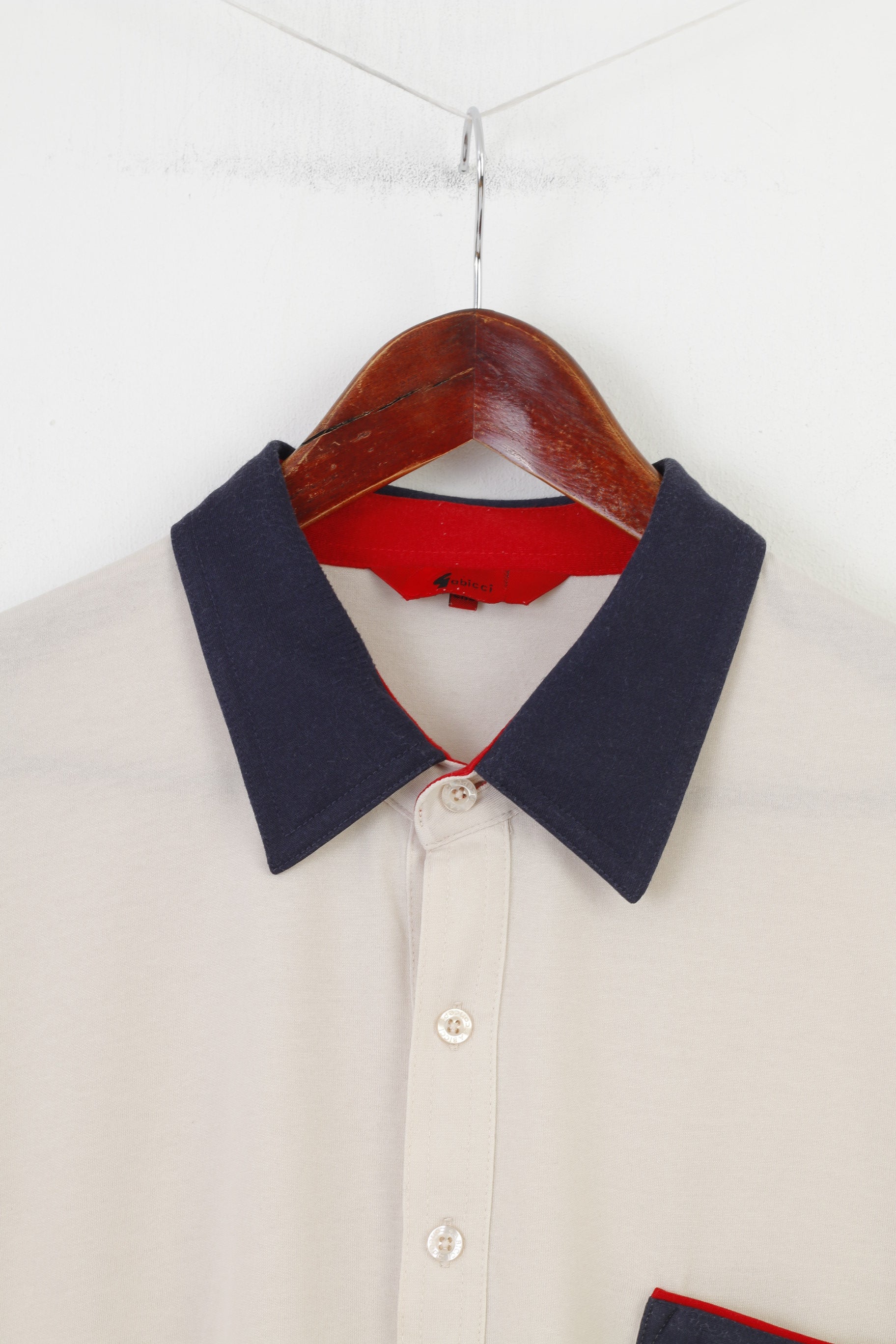 Gabicci Hommes 2XL Polo Col Crème Coton Manches Courtes Poche Haut