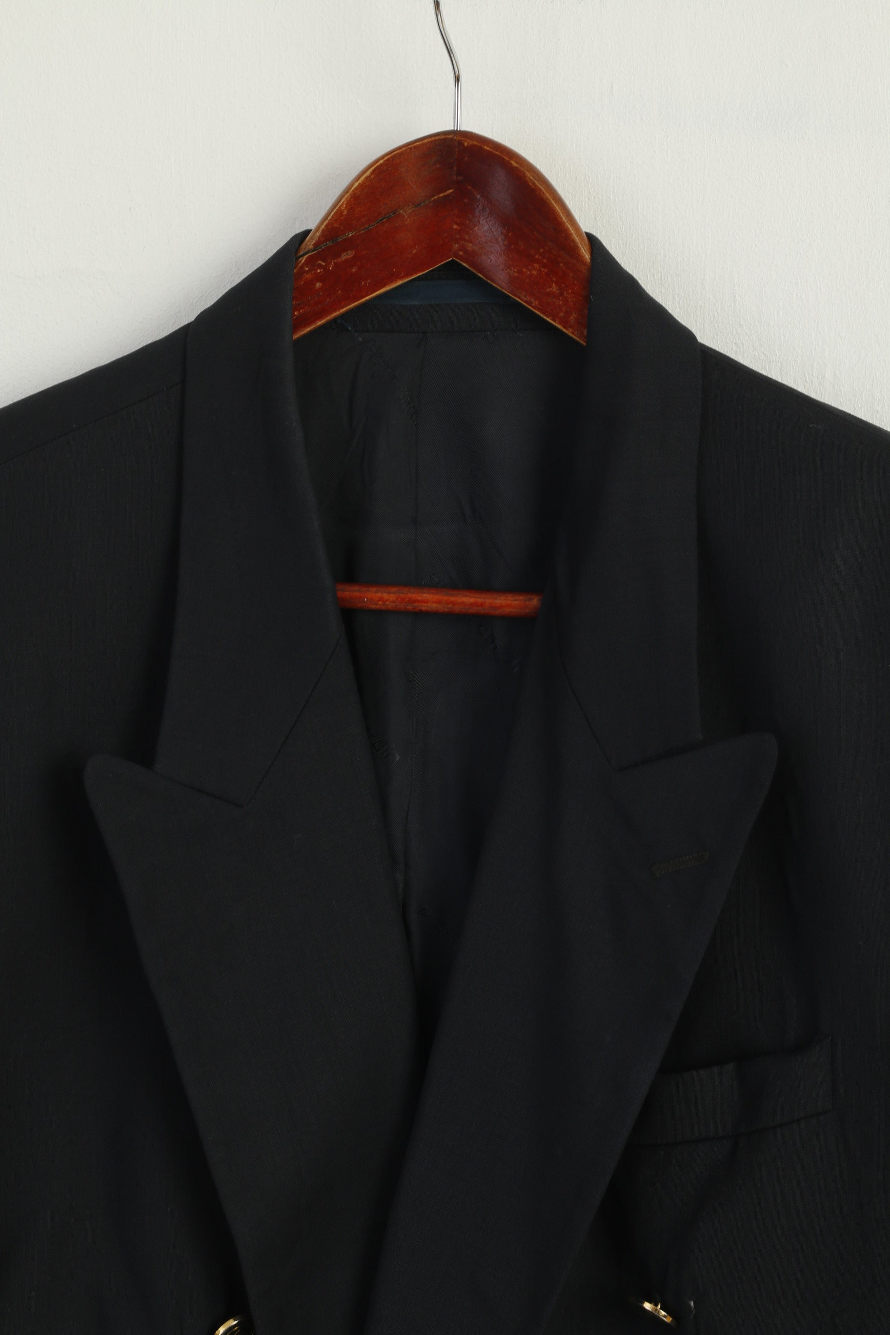 Pierre Cardin Men 40 Blazer Navy Pure New Wool Vintage Double Breasted Jacket
