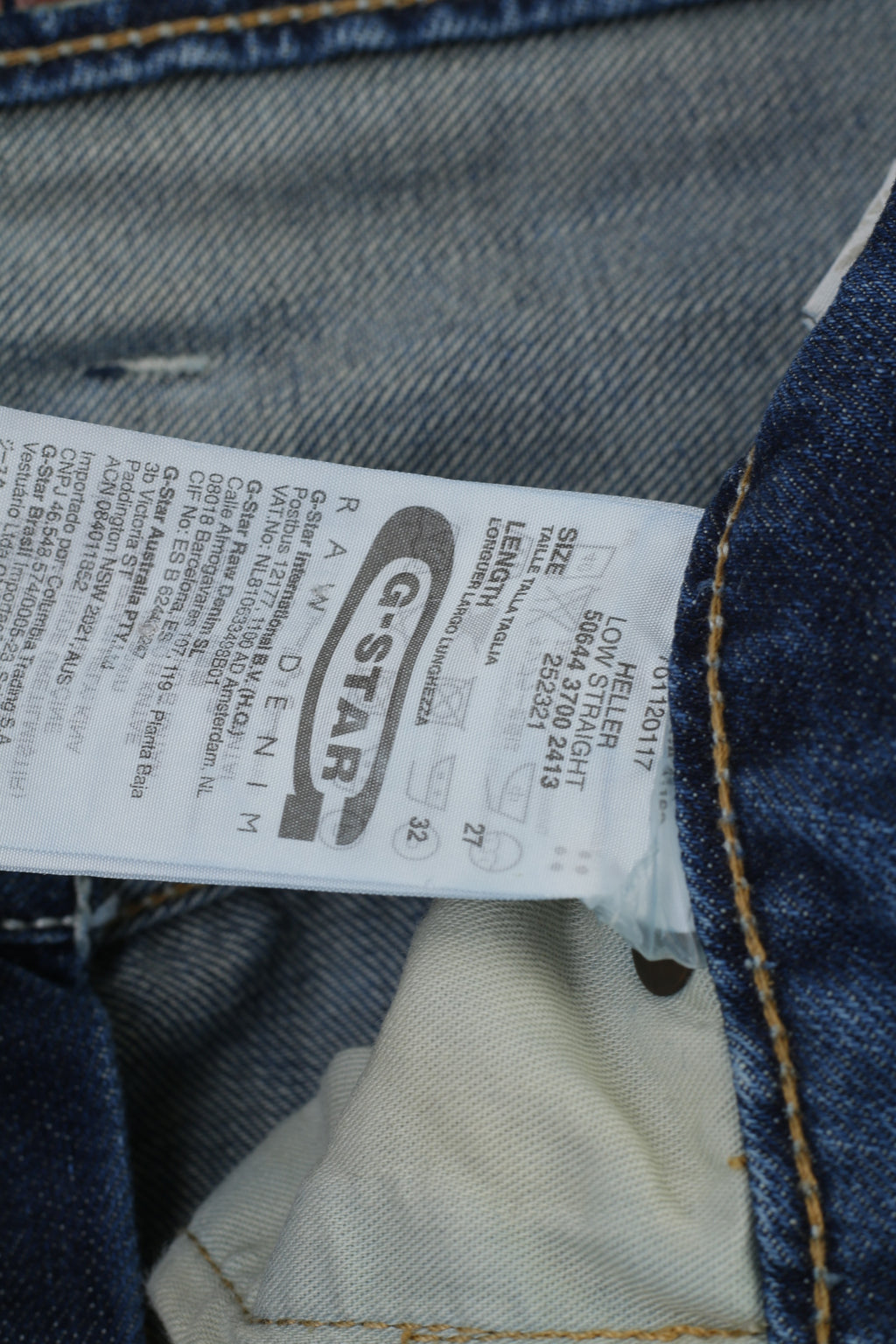 G-Star Raw Hommes 27 Pantalons Jeans Bleu Bas Originals Coton Pantalon Classique