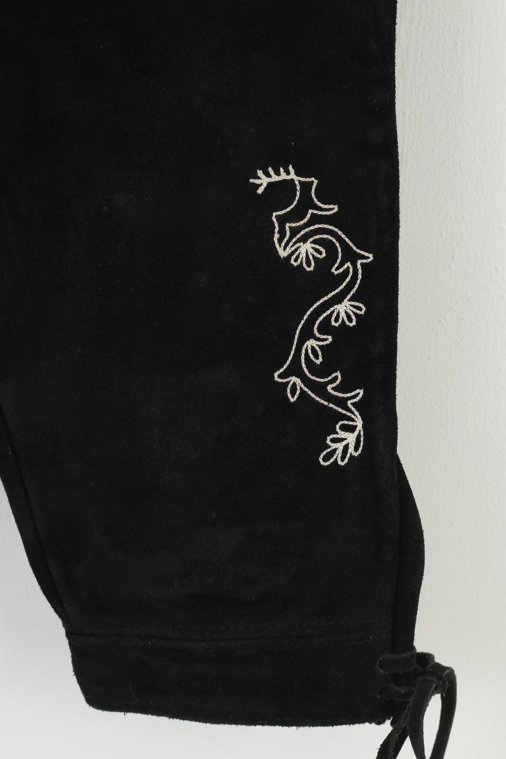 Hirsch Berg Ragazzi 9 Età Pantaloncini Pelle Nera Tirolo Austria Trachten Bretelle Western Vintage Cowboy Tradizionale Ricamato