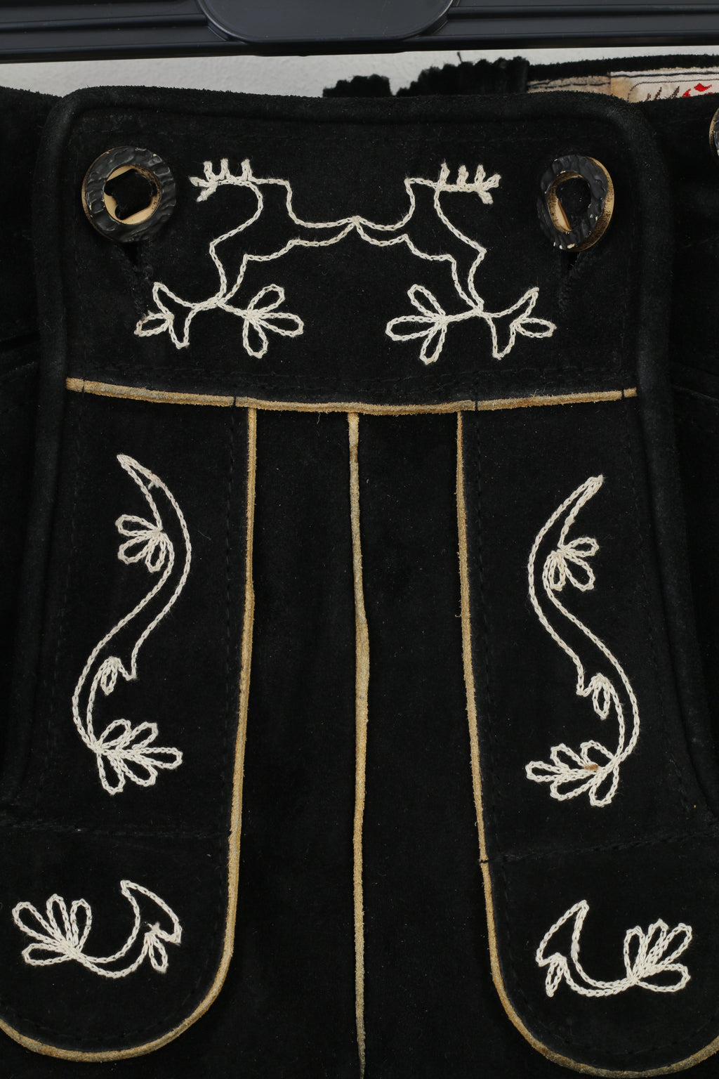 Hirsch Berg Ragazzi 9 Età Pantaloncini Pelle Nera Tirolo Austria Trachten Bretelle Western Vintage Cowboy Tradizionale Ricamato