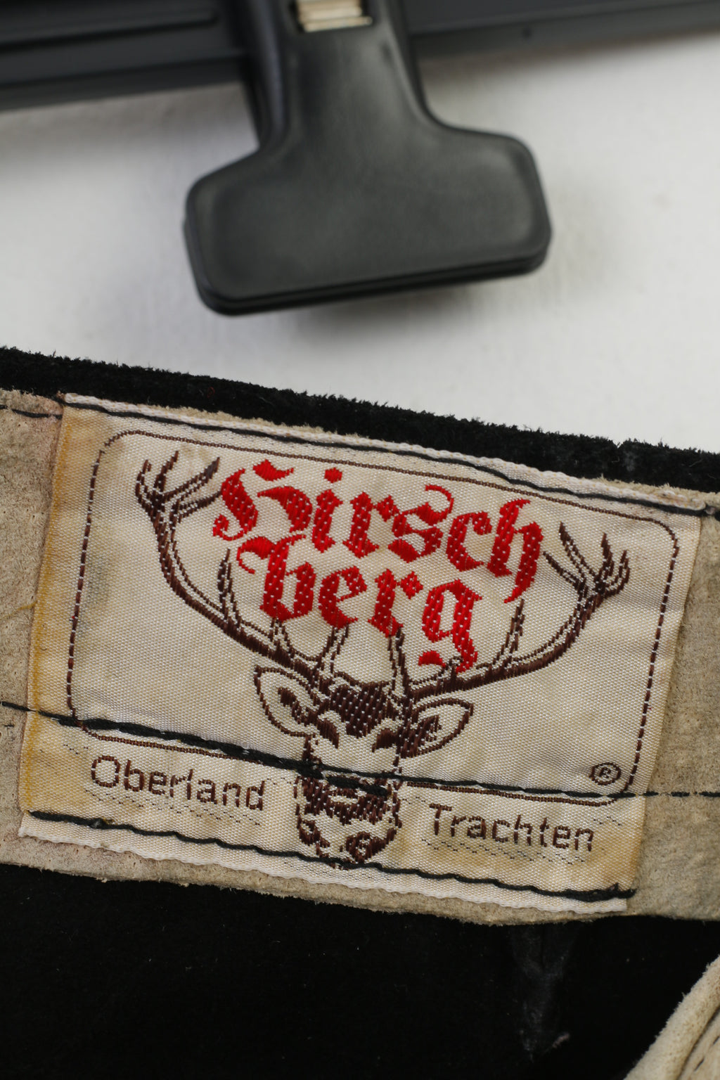 Hirsch Berg Ragazzi 9 Età Pantaloncini Pelle Nera Tirolo Austria Trachten Bretelle Western Vintage Cowboy Tradizionale Ricamato