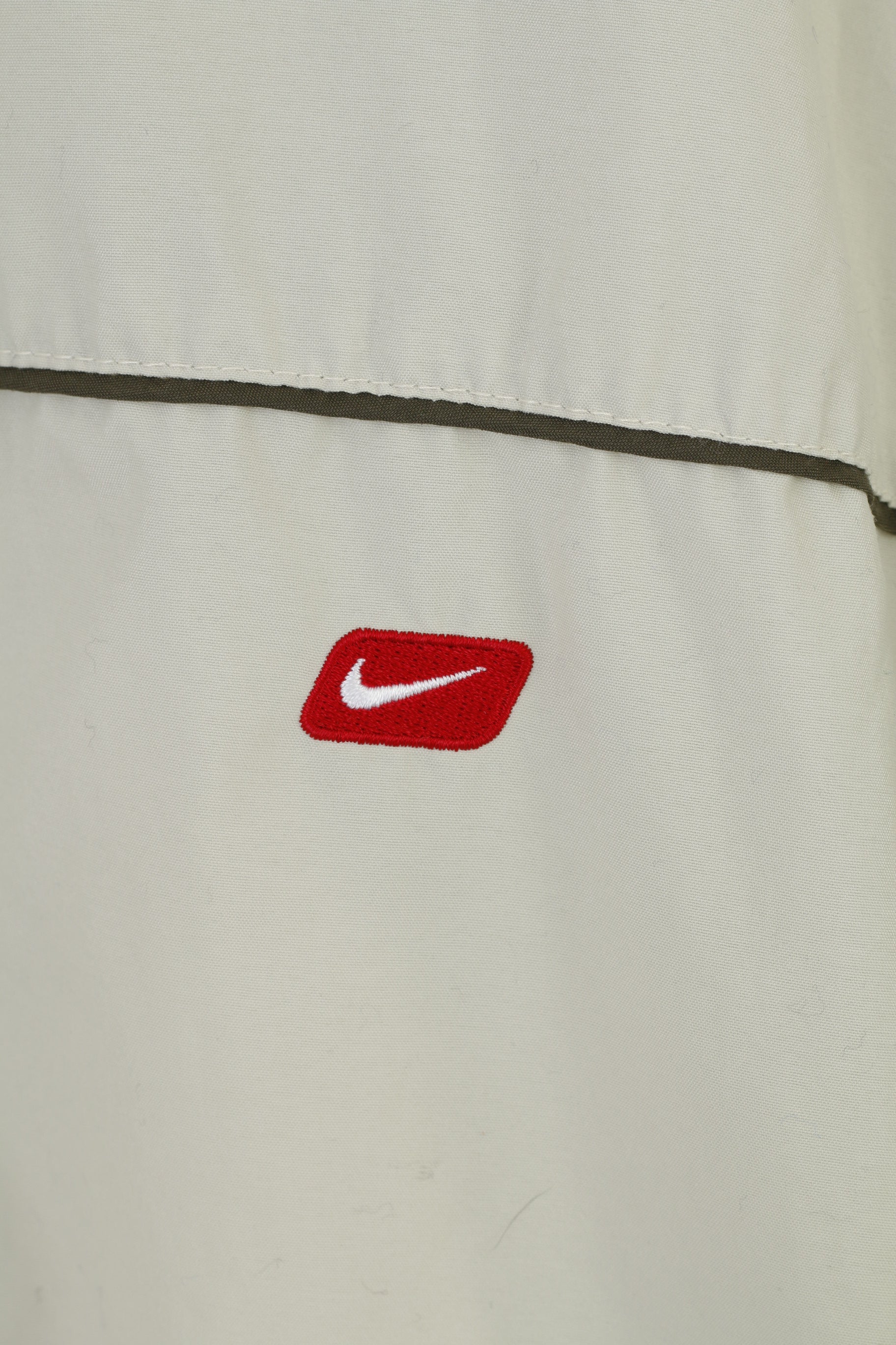 Nike Men L Jacket Crem Navy Vintage Sportswear Full Zipper 90s Activewear Top