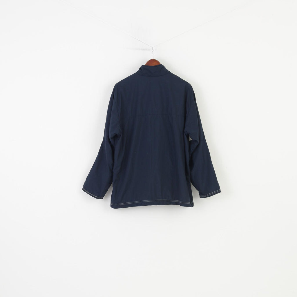 Nike Men L Jacket Crem Navy Vintage Sportswear Full Zipper 90s Activewear Top