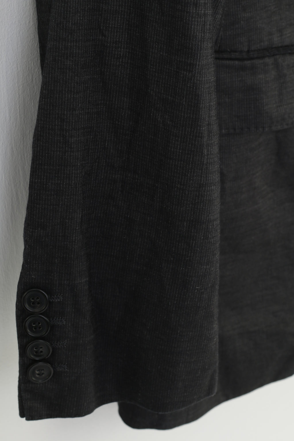 Hugo Boss Men 48 38 Blazer Charcoal Cotton Collar Single Breasted Striped Jacket Top