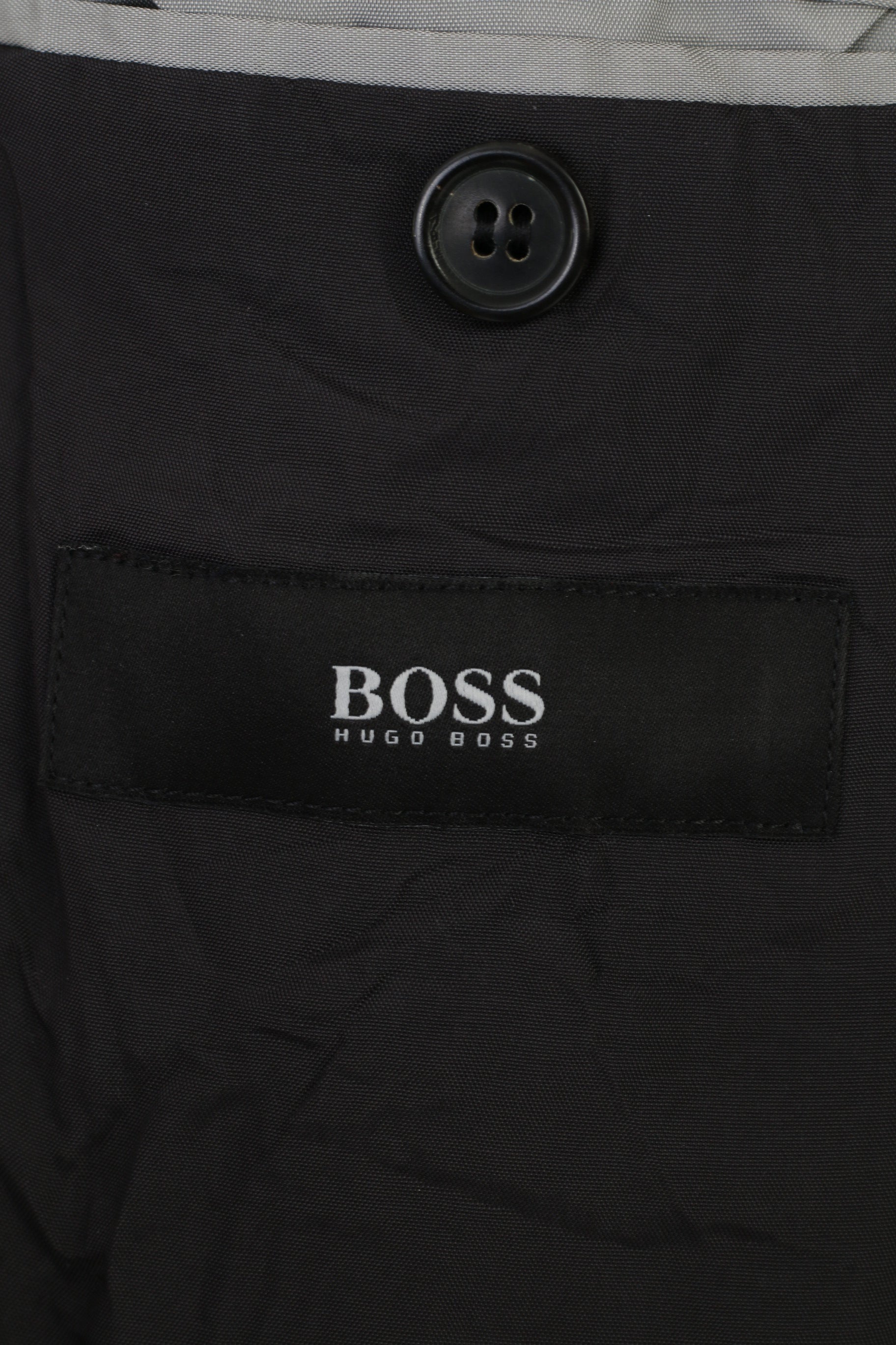 Hugo Boss Men 48 38 Blazer Charcoal Cotton Collar Single Breasted Striped Jacket Top