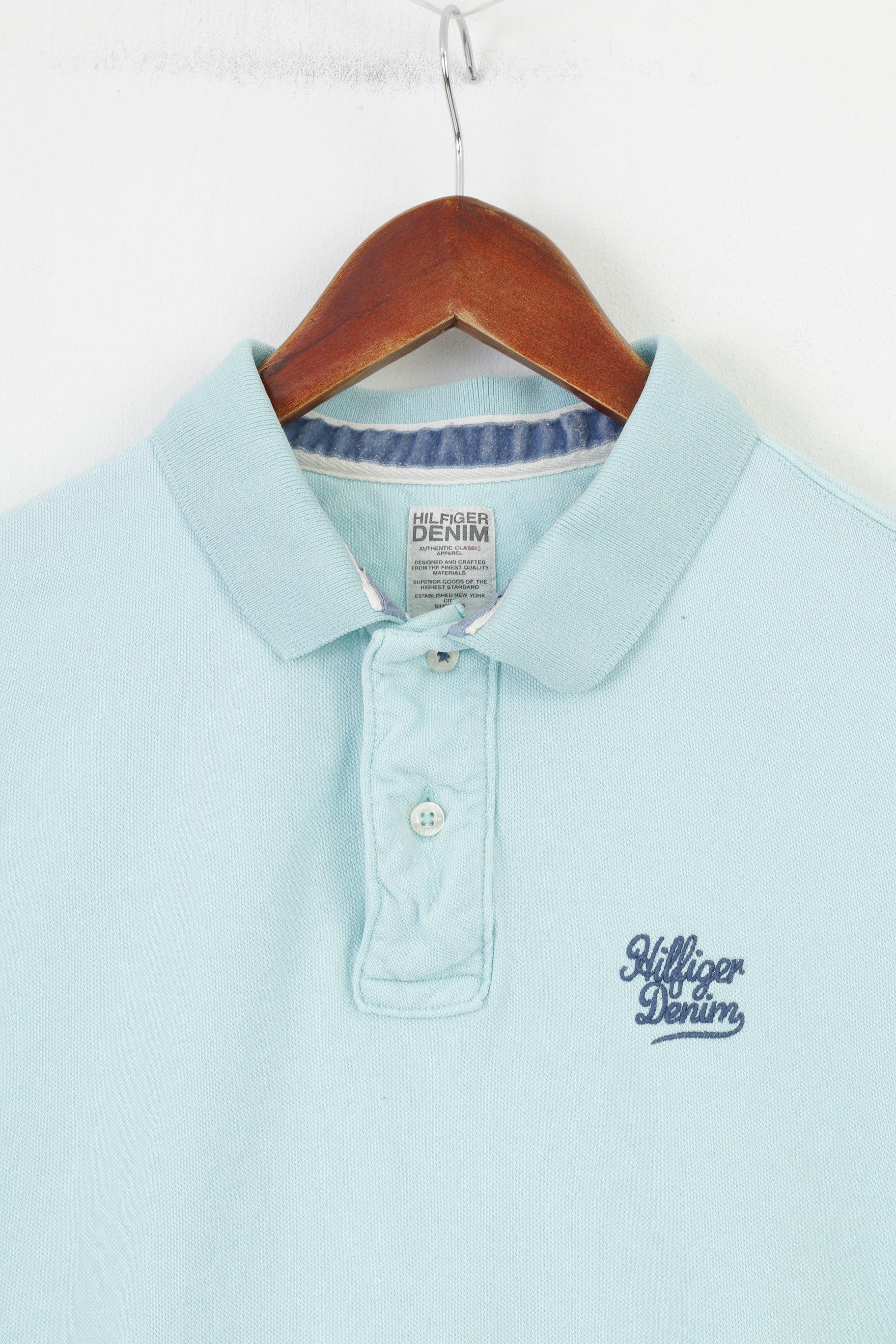 Tommy Hilfiger Men M Polo Shirt Blue Short Sleeve Cotton Collar Sport Top