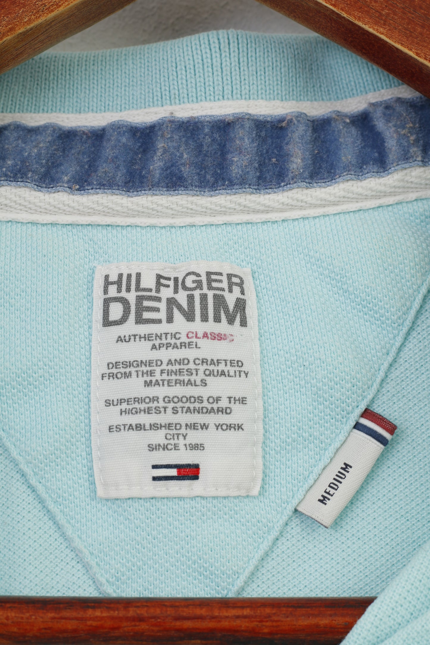 Tommy Hilfiger Hommes M Polo Bleu Manches Courtes Col En Coton Sport Haut