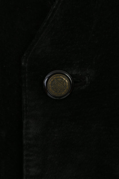 C.Comberti Men 58 XXL Leather Vest Black Vintage Western Bottoms Pockets Classic Top