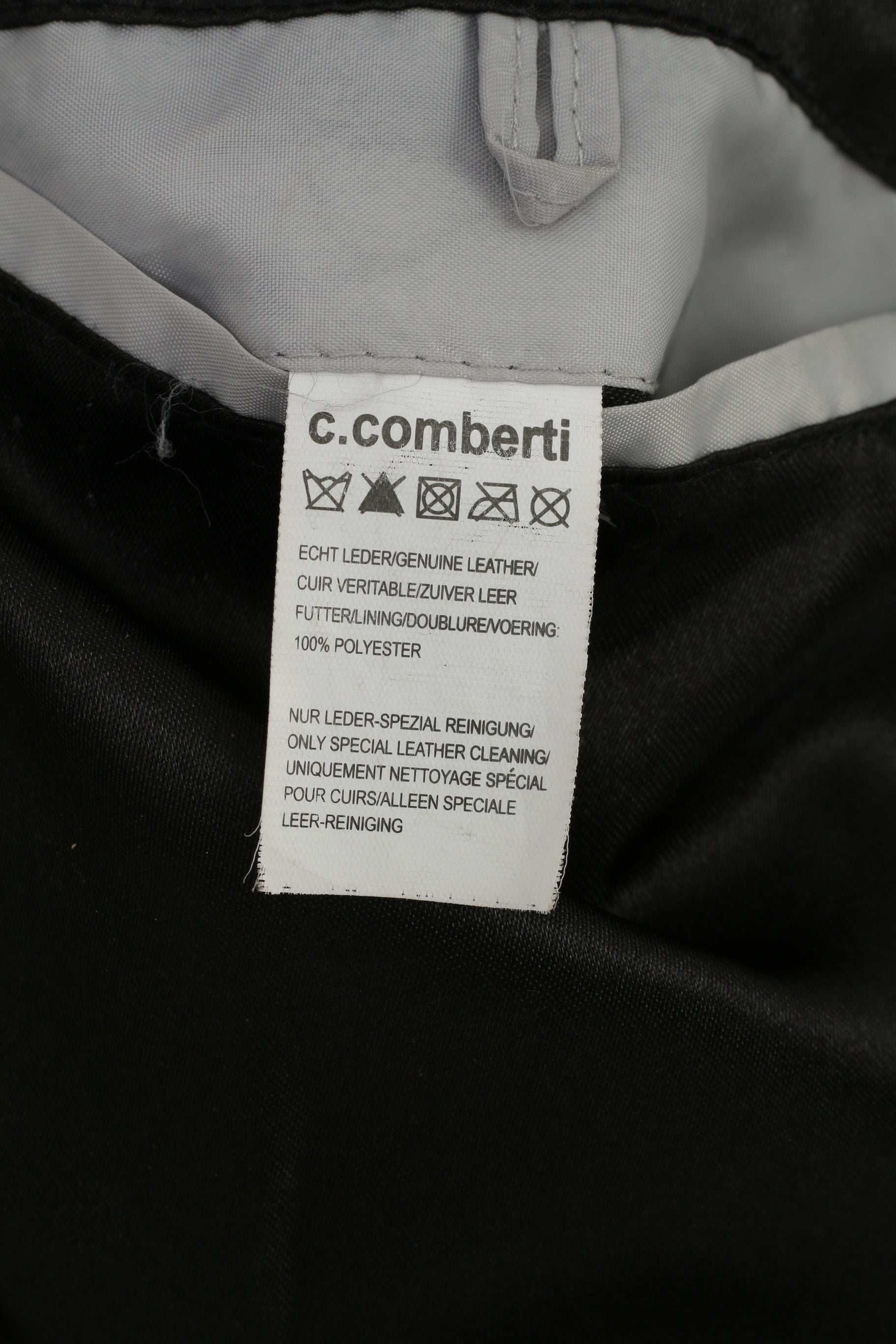 C.Comberti Men 58 XXL Leather Vest Black Vintage Western Bottoms Pockets Classic Top
