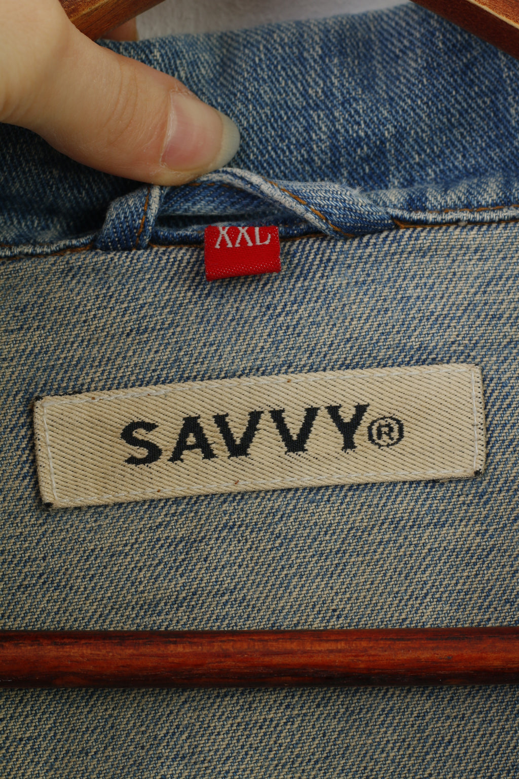 Savvy Men XXL Denim Jacket Blue Cotton Vintage Bottoms Classic Jeans Top