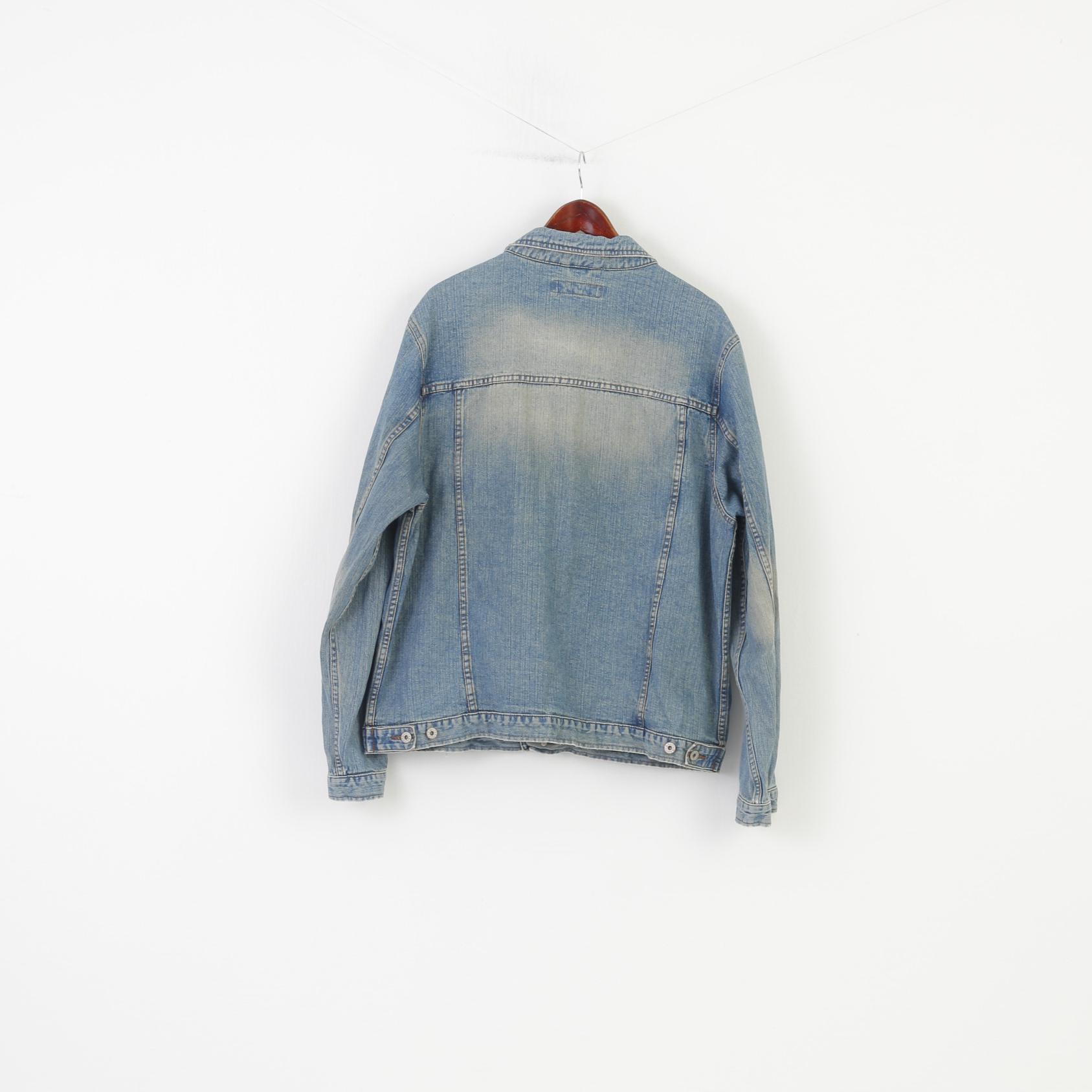 Savvy Men XXL Denim Jacket Blue Cotton Vintage Bottoms Classic Jeans Top