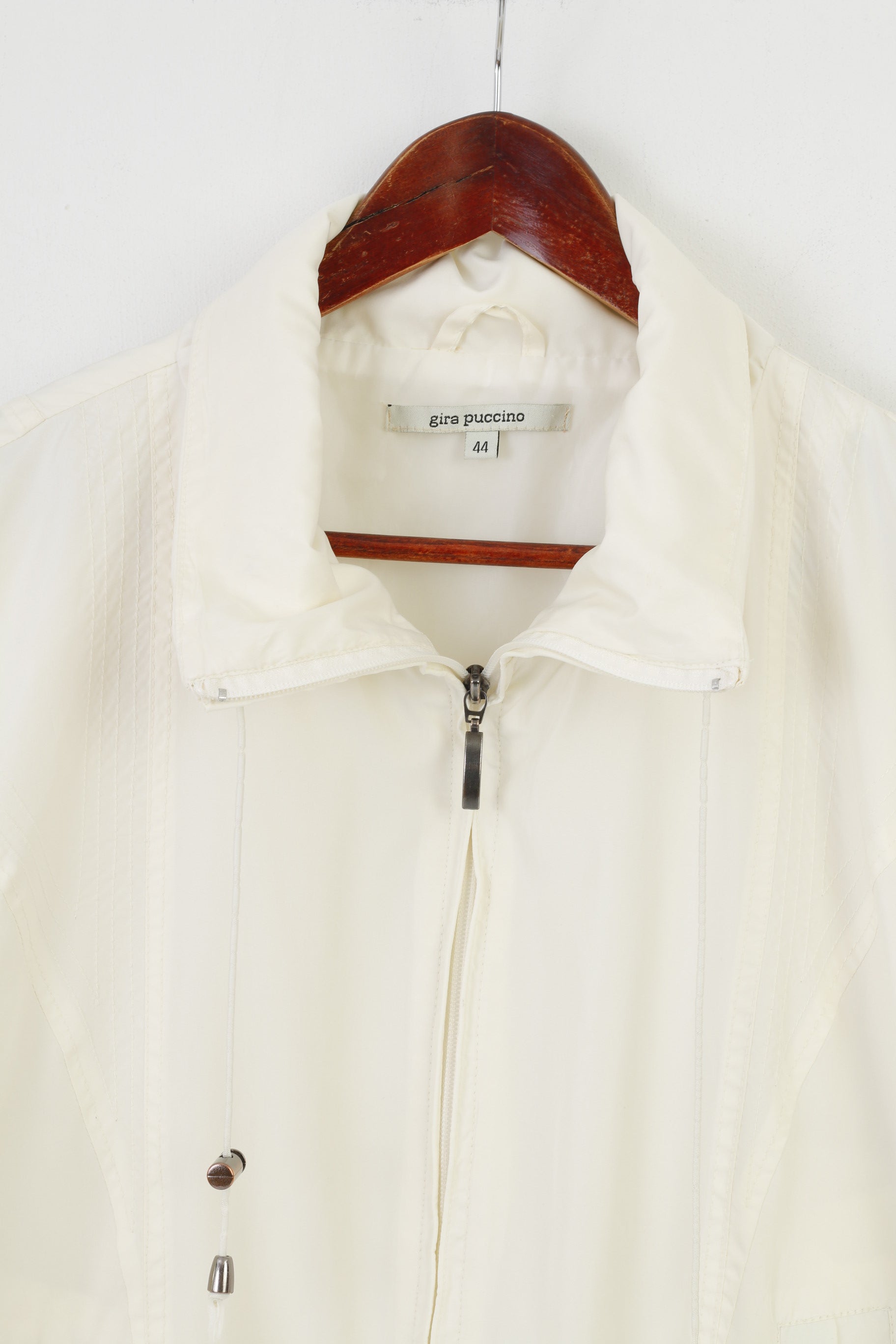 Gira Puccino Femme 44 M Veste Crème Légère Fermeture Éclair Complète Brillante