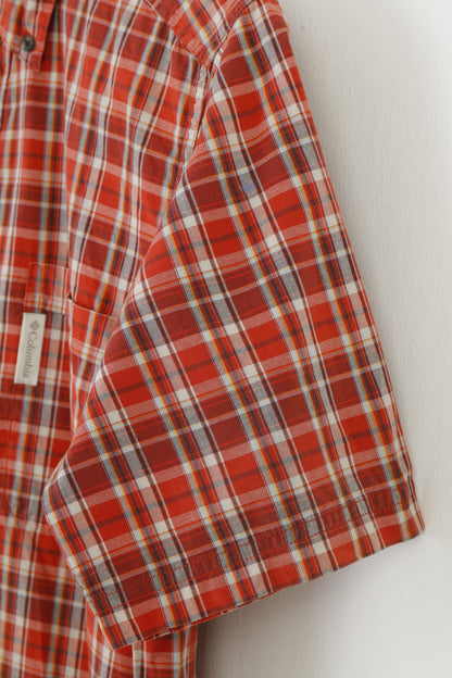 Camicia casual da uomo Columbia Maglietta a maniche corte in cotone rosso a quadri Sportswear Company