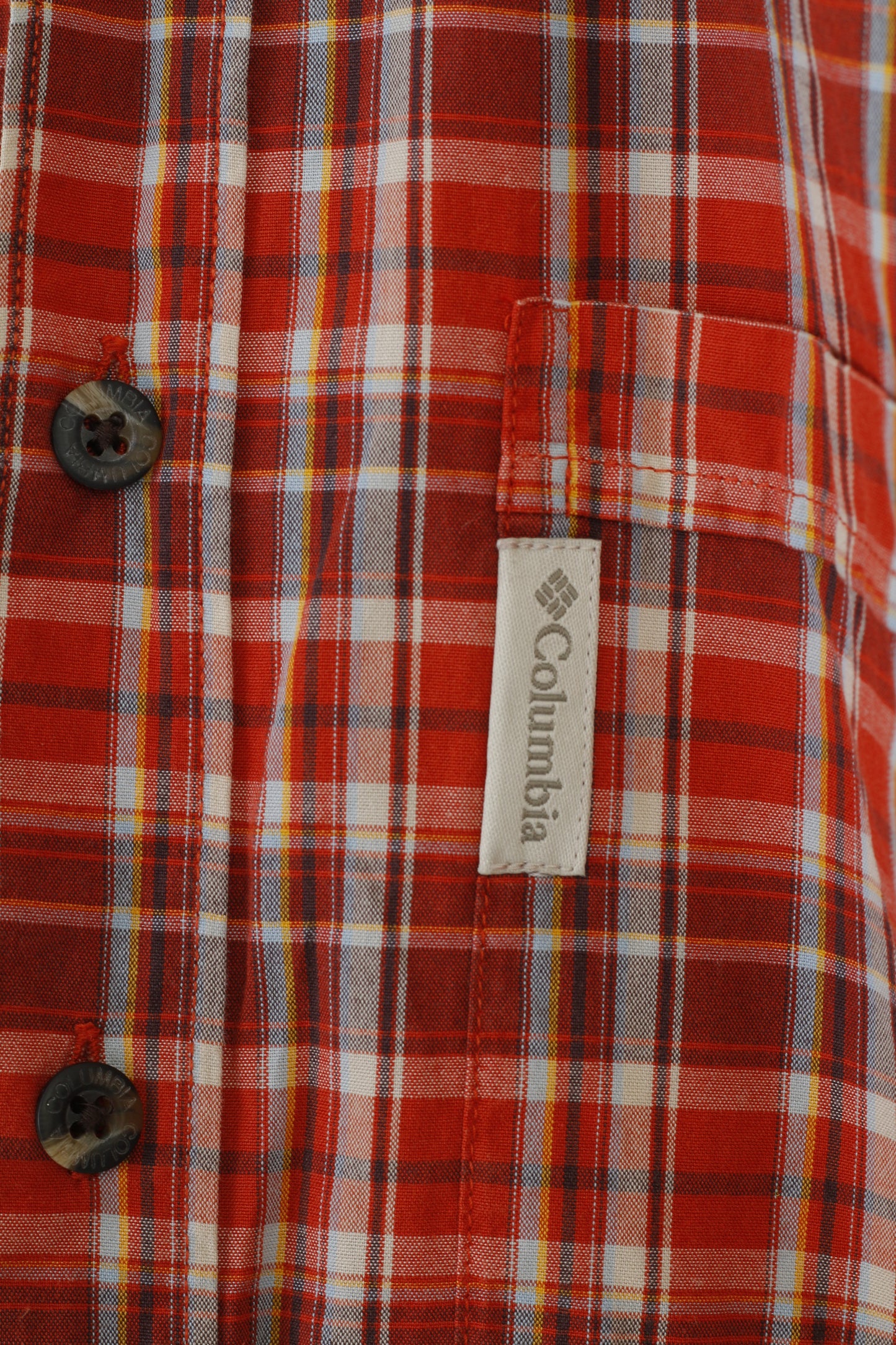 Camicia casual da uomo Columbia Maglietta a maniche corte in cotone rosso a quadri Sportswear Company