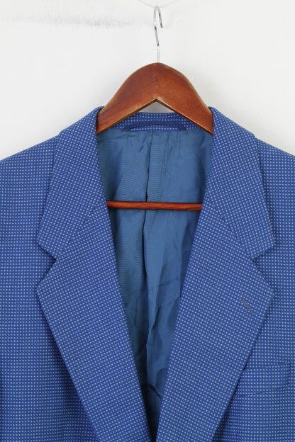 Desch hommes 54 44 Blazer bleu à carreaux col en laine simple boutonnage veste haut