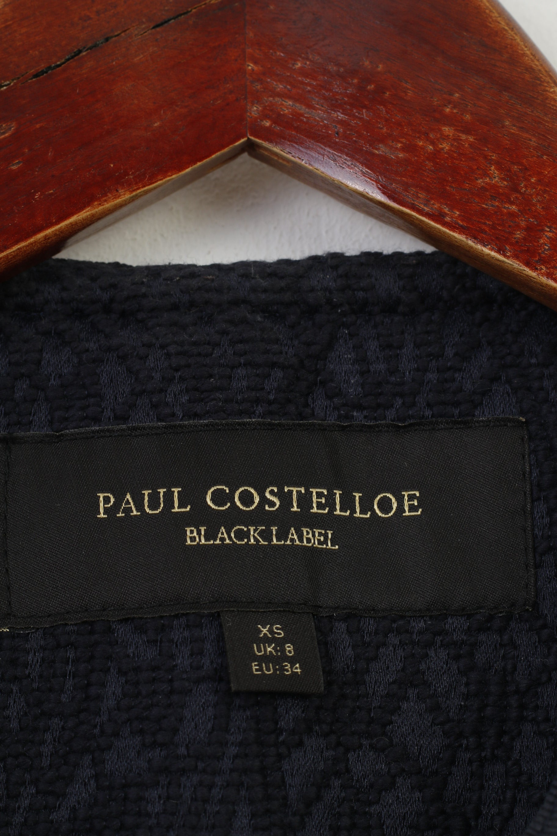 Paul Costelloe Woman XS Jacket Navy Bottoms  Embroidery Cotton Blacklabel Pockets Top