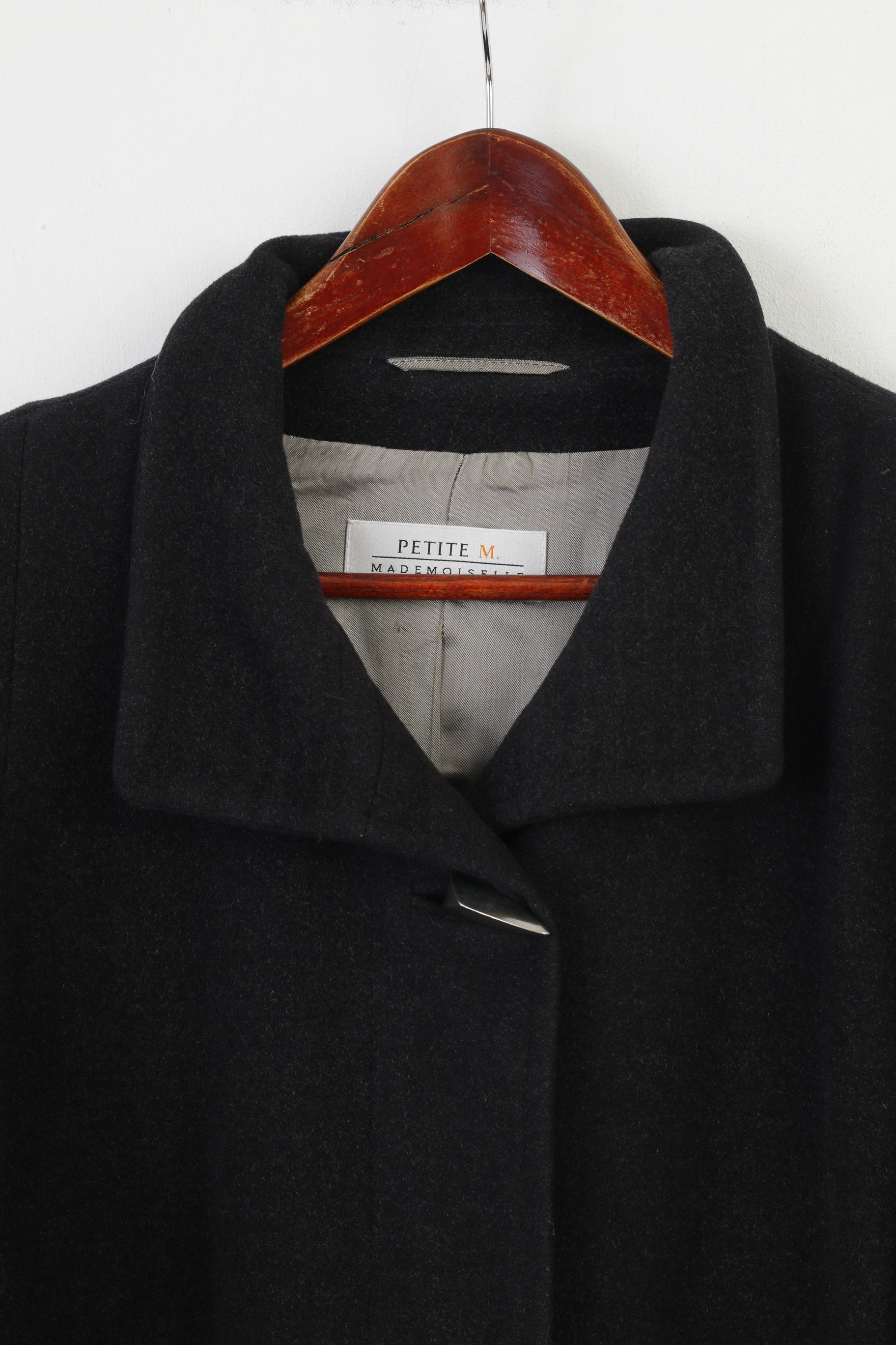 Petite M Mademoiselle Woman 12 S Coat Charcoal Vintage Petite Collar Shoulder Pads Top