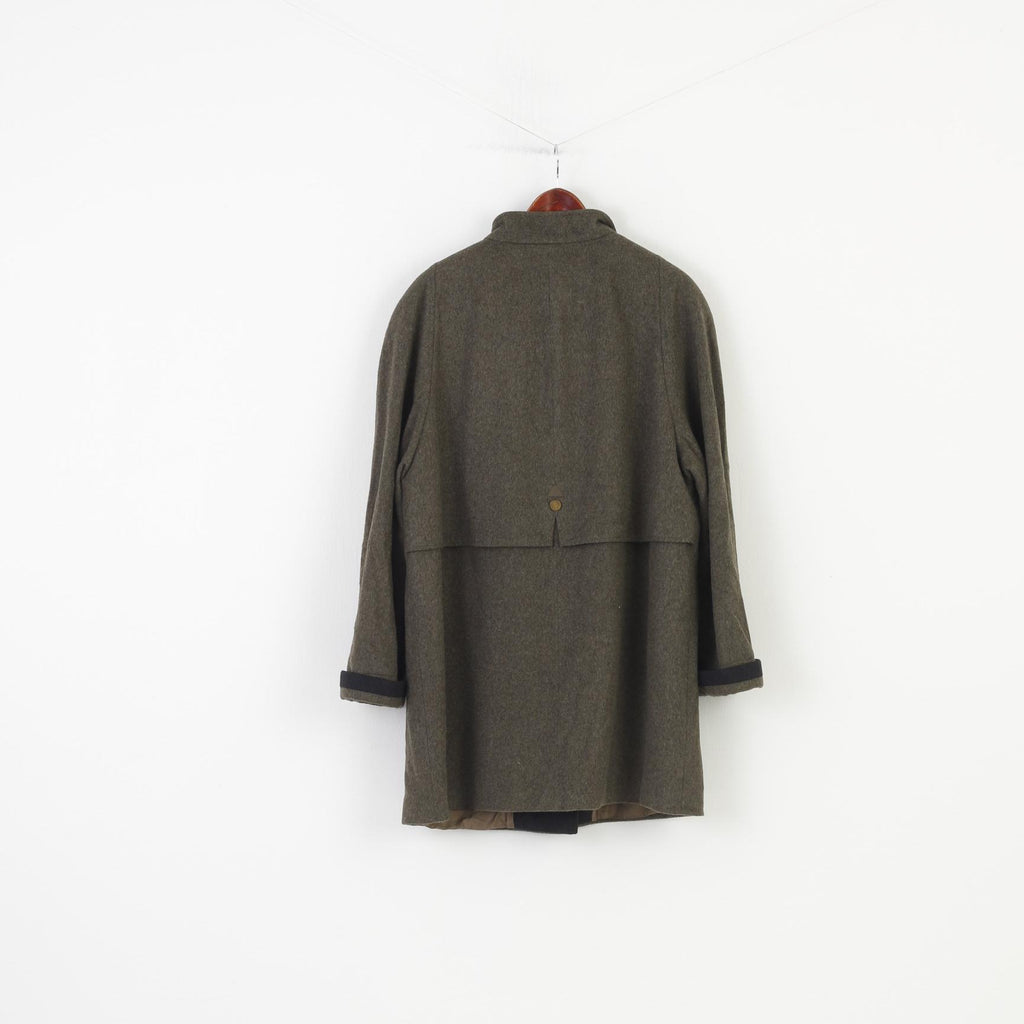 Westbury Woman 46 XL Coat KhakiVintage Wool Bottoms Collar Pockets Shoulder Pads Top