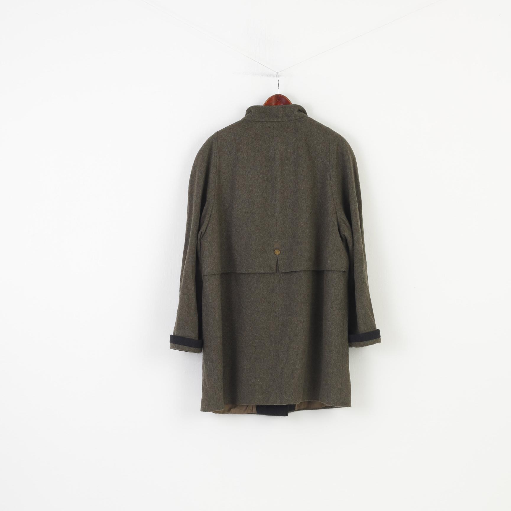 Westbury Woman 46 XL Coat KhakiVintage Wool Bottoms Collar Pockets Shoulder Pads Top