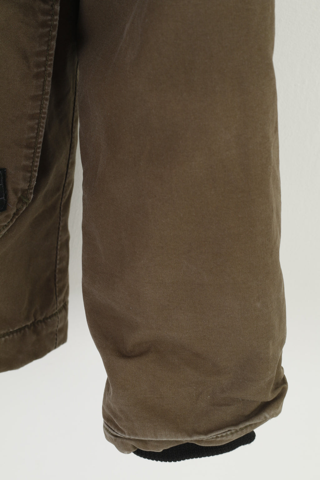 Giacca H&amp;M da uomo M, cappuccio imbottito in cotone kaki, tasche con cerniera completa, top vintage invernale