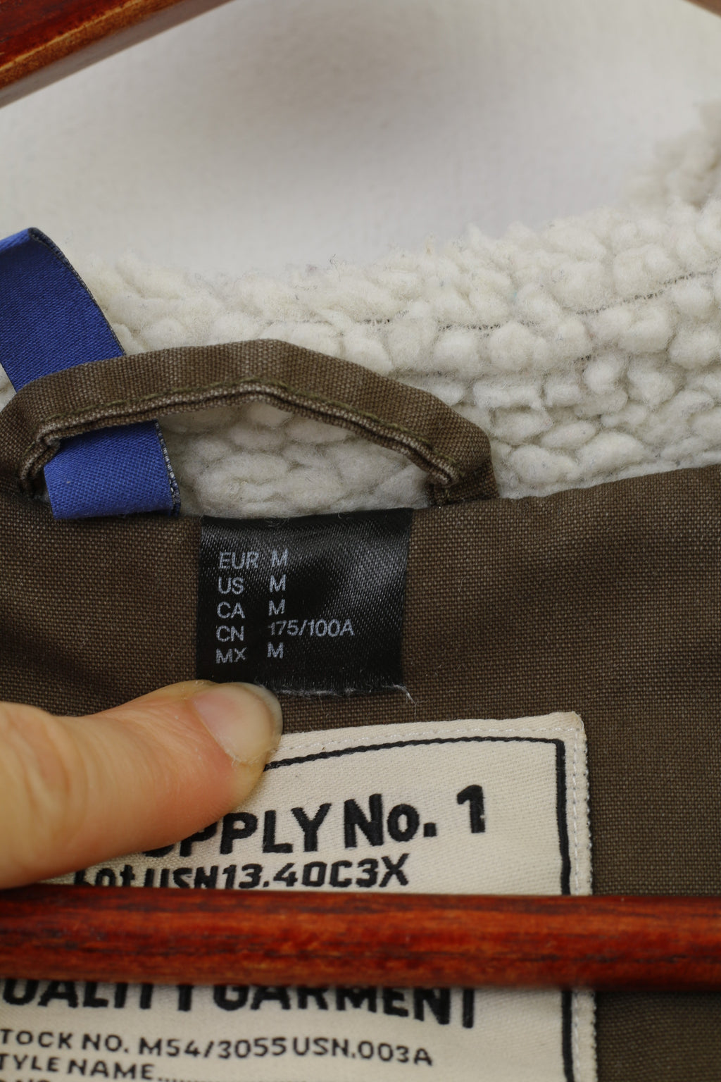 Giacca H&amp;M da uomo M, cappuccio imbottito in cotone kaki, tasche con cerniera completa, top vintage invernale