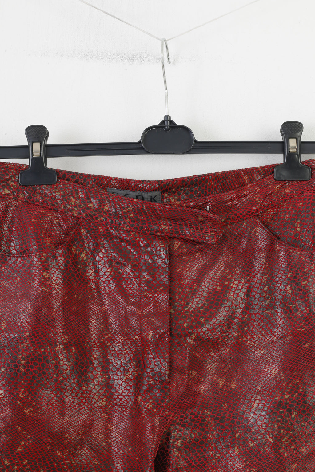 C.C.D.K Woman 16 (L) Suit Burgundy Leather Snake Pattern Shiny Full Zipper 2 Piece Vintage Set