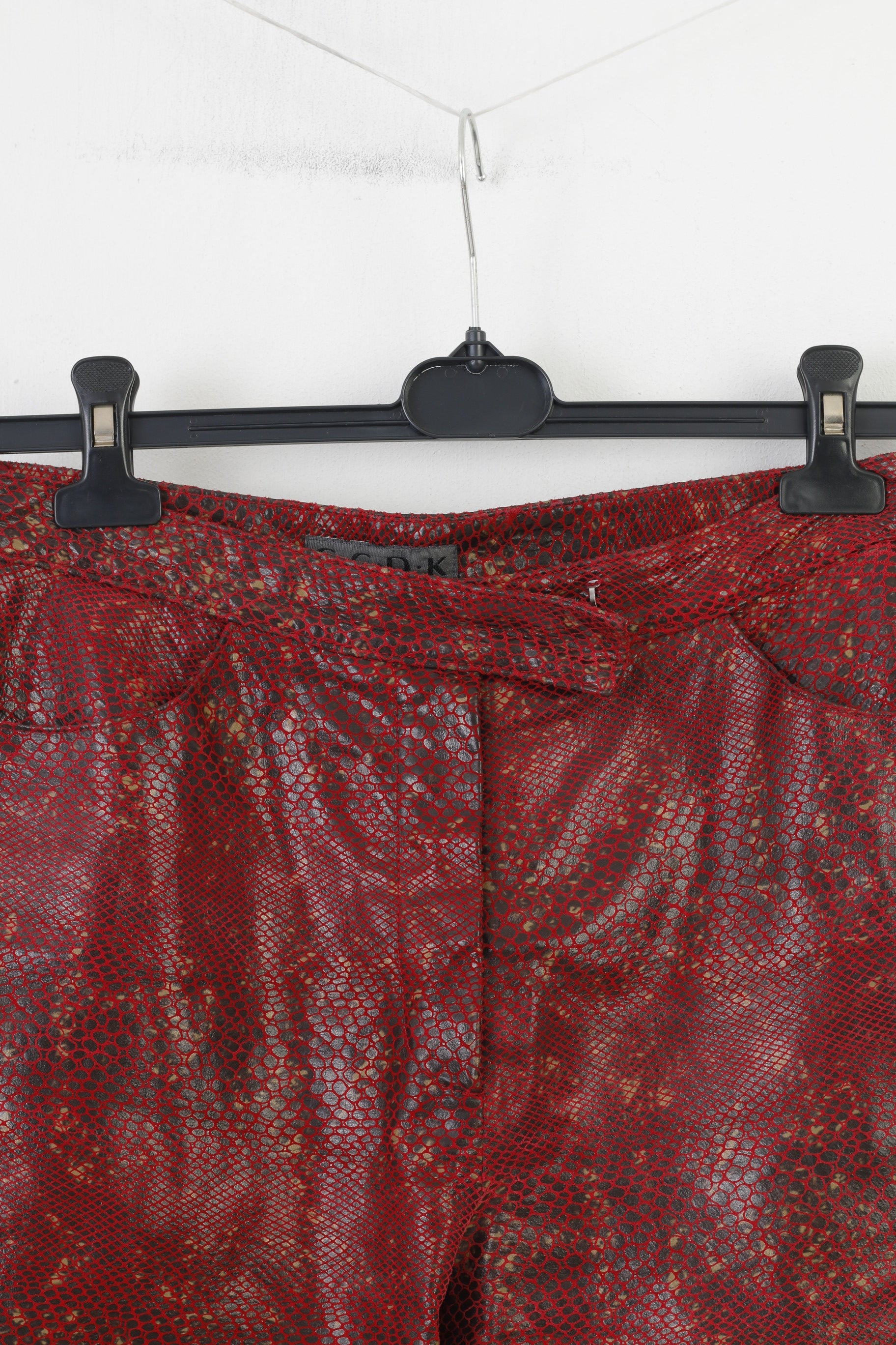 C.C.D.K Woman 16 (L) Suit Burgundy Leather Snake Pattern Shiny Full Zipper 2 Piece Vintage Set