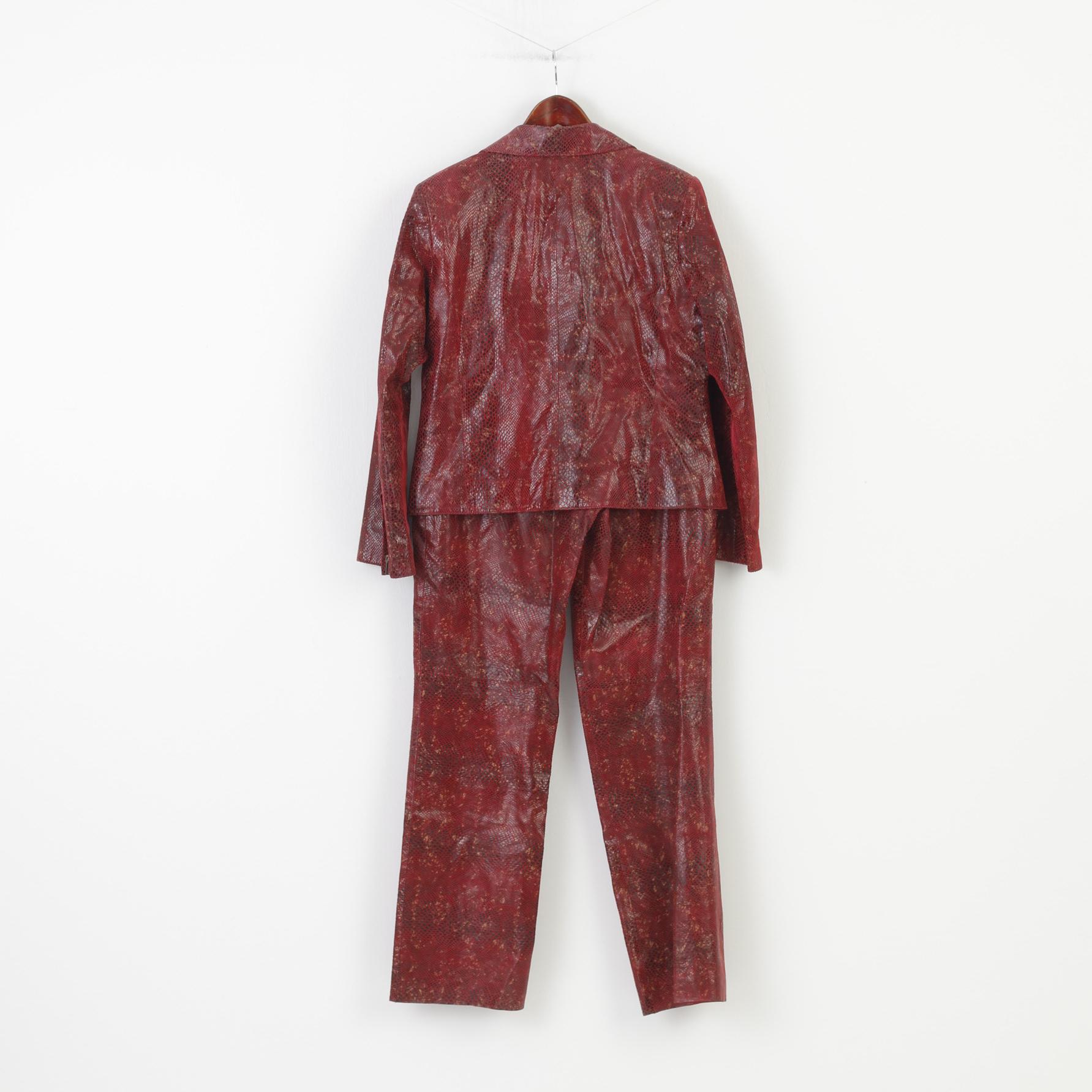 C.C.D.K Woman 16 (L) Suit Burgundy Leather Snake Pattern Shiny Full Zipper 2 Piece Vintage Set