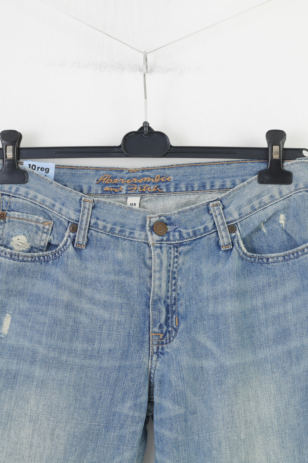 NEW Abercrombie  & Fitch Women 10 Trousers Jeans Blue Cotton Low Rise Wide Legs Pants