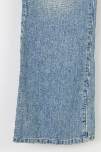 NUOVI pantaloni Abercrombie &amp; Fitch da donna 10 Jeans Pantaloni larghi a vita bassa in cotone blu